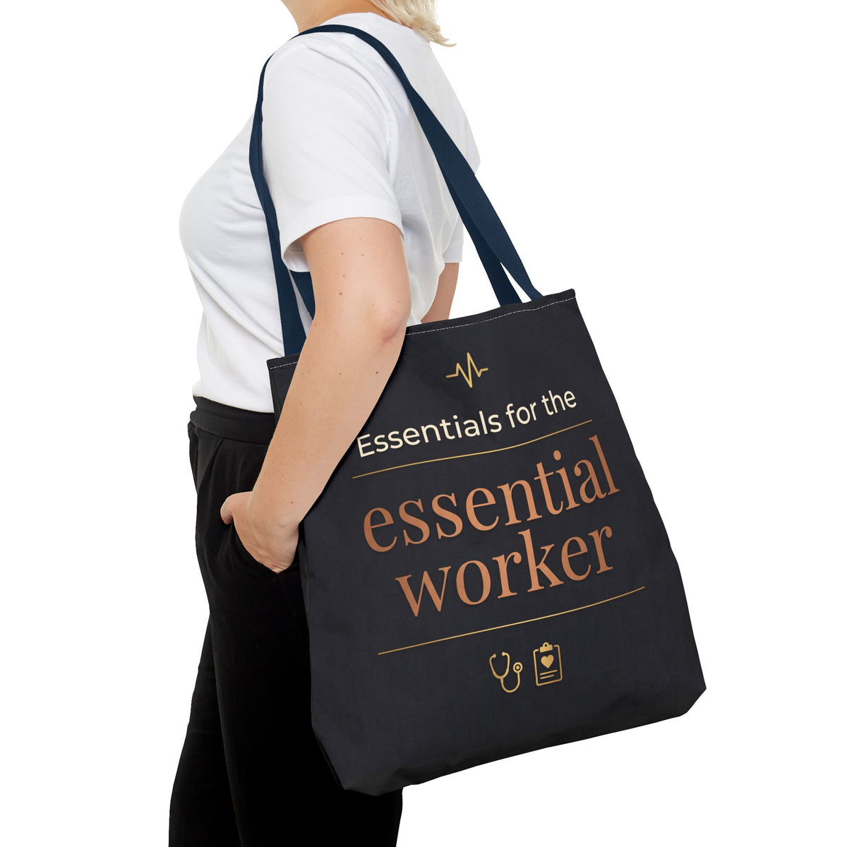 Essentials for the Essential Worker Tote | Healthcare Worker Gift Tote Bag | Nurse Doctor Appreciation Gift | Premium Polyester Carry-All