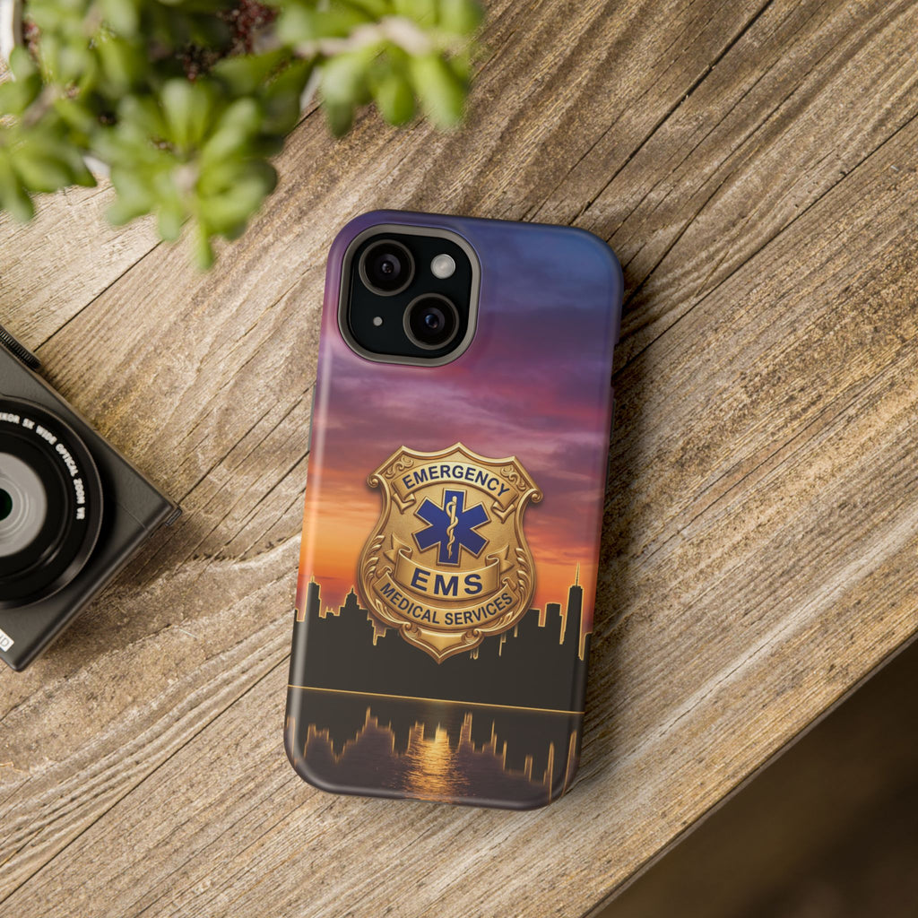 EMS Badge Sunset Skyline Phone Case — Magnetic Wireless Charging Cover
