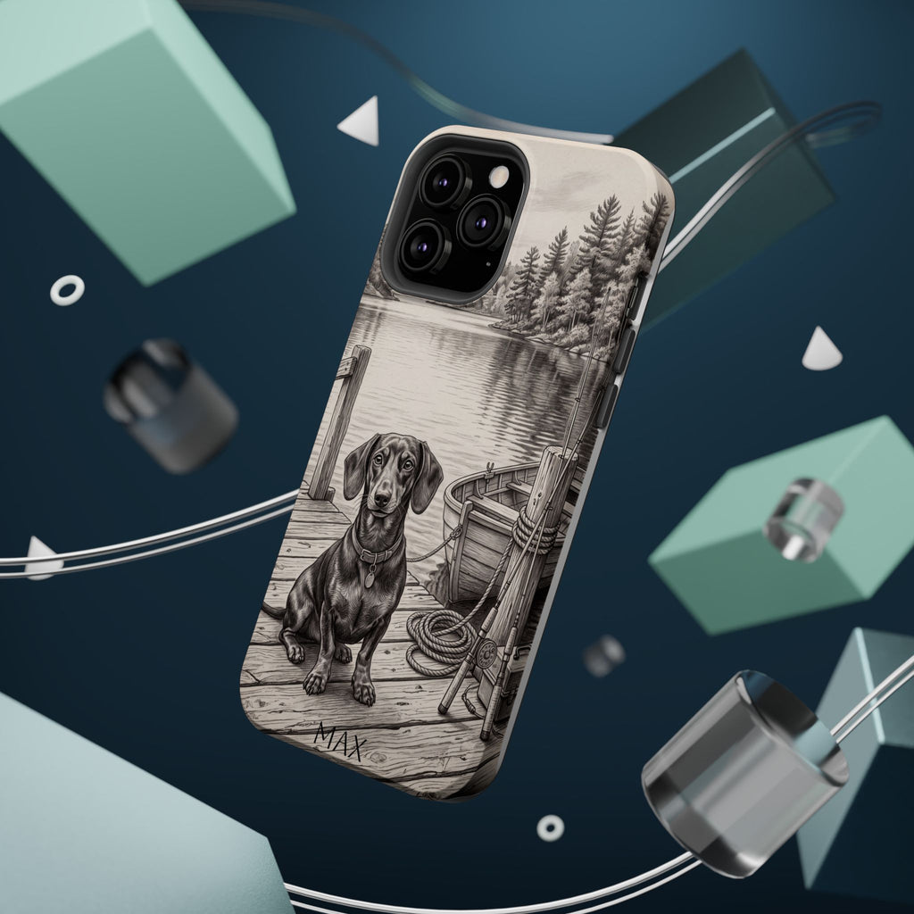Personalized Dachshund Sunset Beach Phone Case — Wireless Charging Cover
