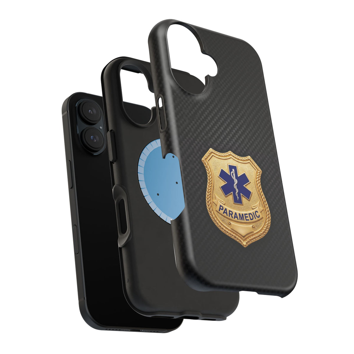 Gold Paramedic Badge Black Phone Case — Magnetic Wireless Charging Cover