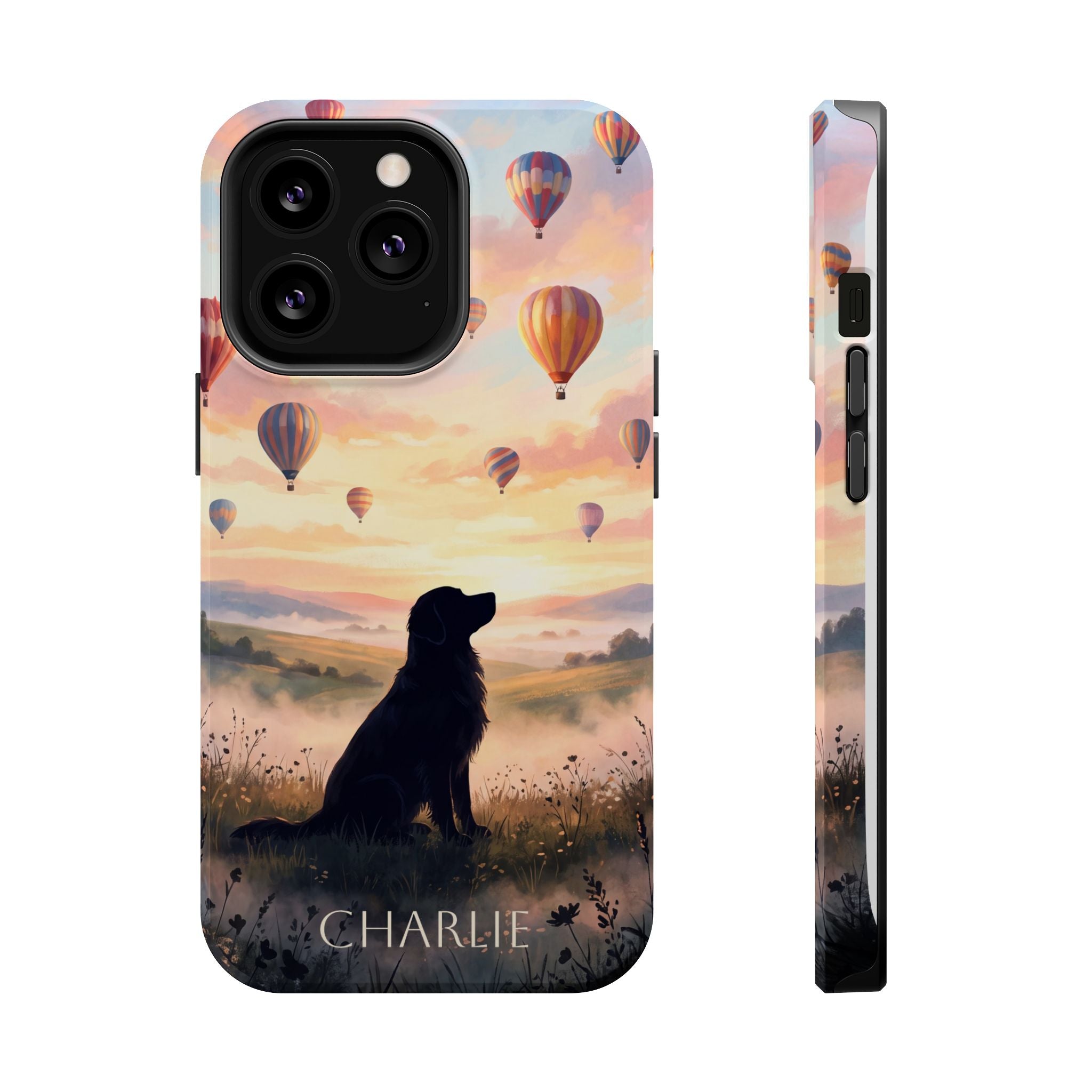 Personalized Golden Retriever Hot Air Balloon Phone Case — Wireless Charging Cover
