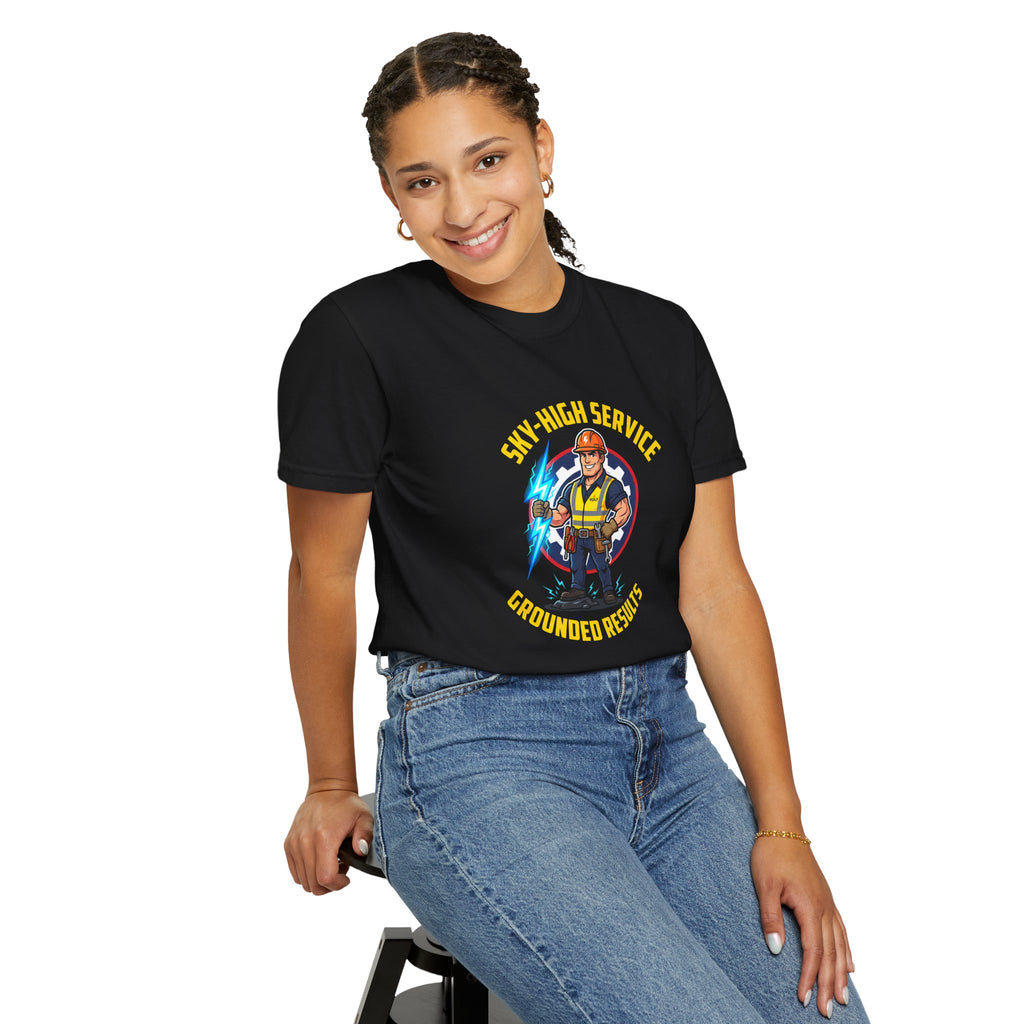 Sky-High Service Grounded Results Electrician T-Shirt