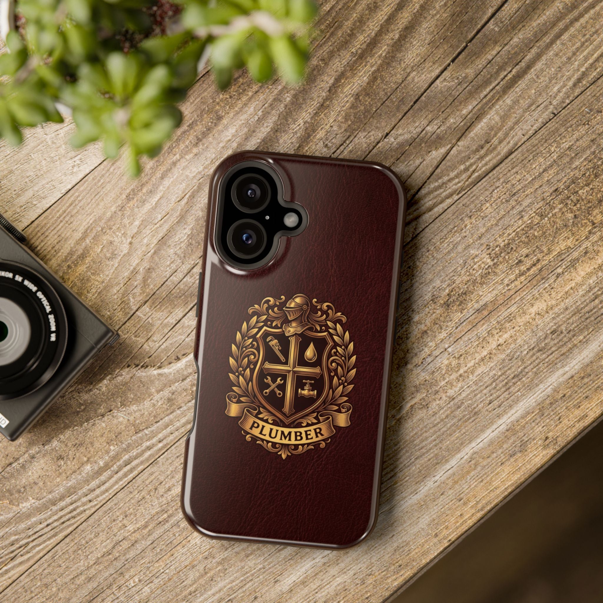 Plumber Crest Phone Case — Heraldic Shield Design Wireless Charging Cover