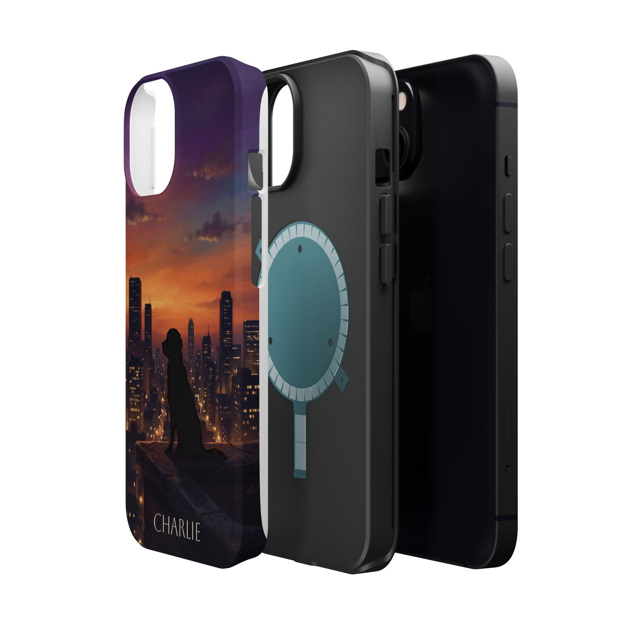 Personalized Golden Retriever City Skyline Phone Case — Wireless Charging Cover