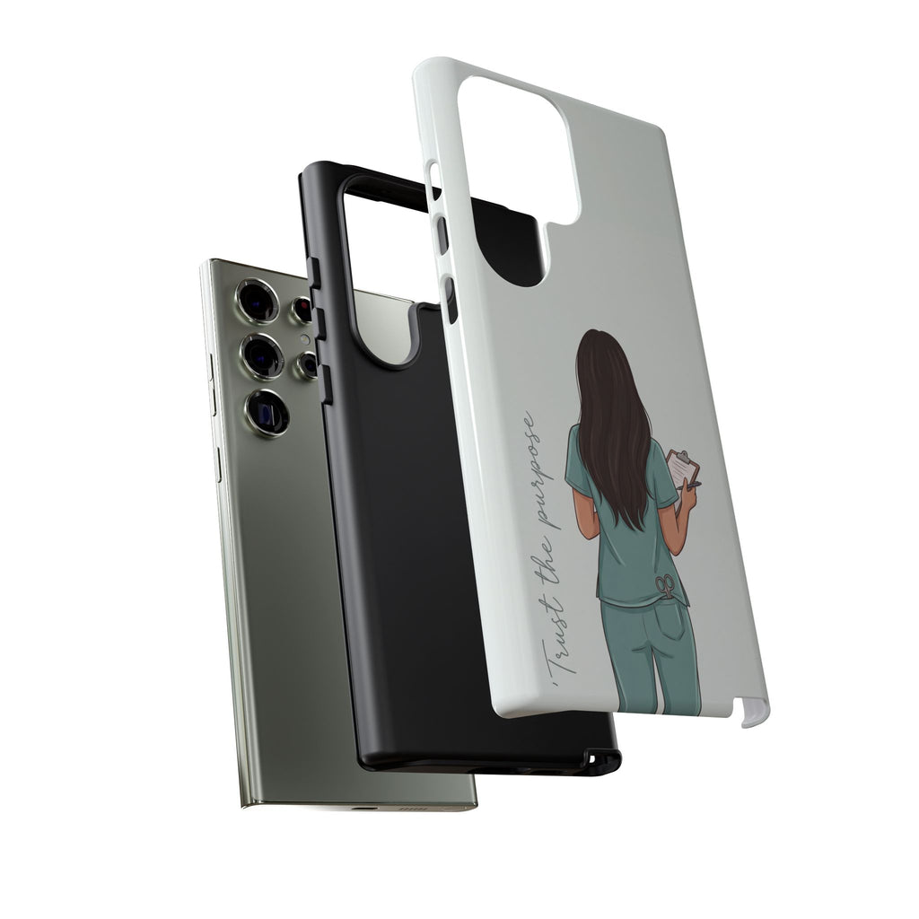 "Trust the Purpose" Nurse Phone Case | Illustrated Nurse in Scrubs Design | iPhone & Samsung