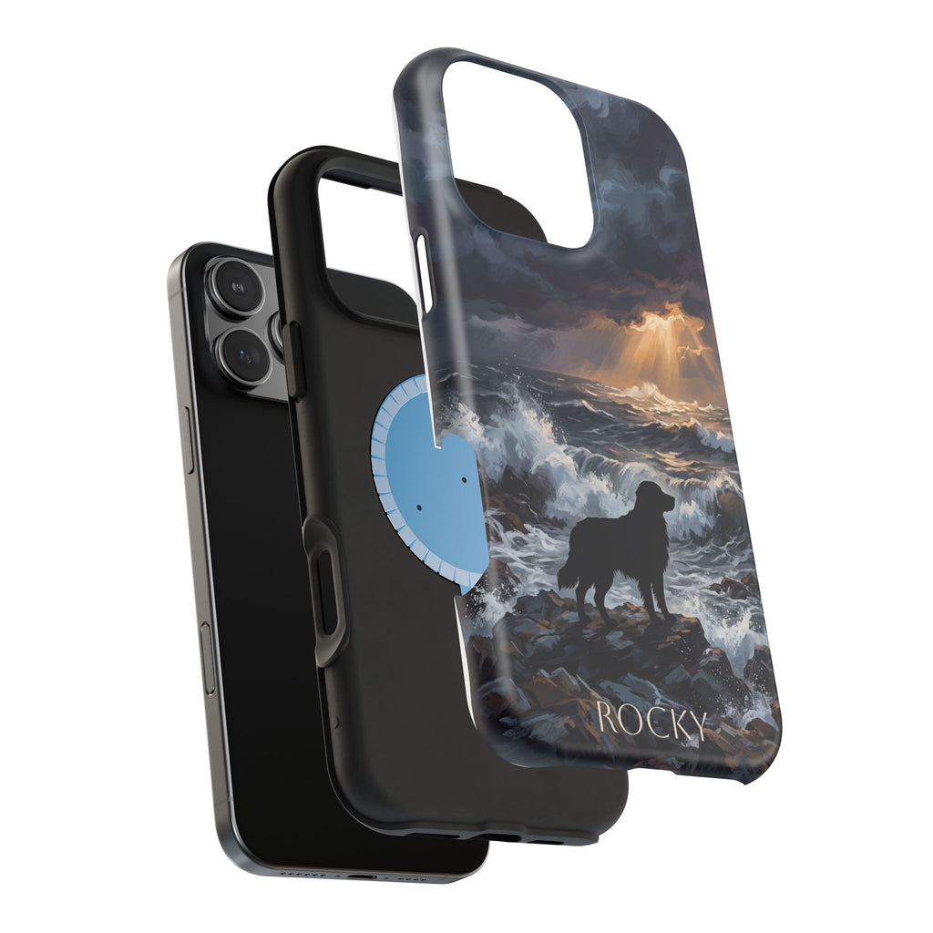 Personalized Golden Retriever Stormy Sea Phone Case — Wireless Charging Cover