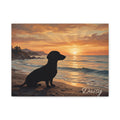 Dachshund Silhouette Personalized Canvas | Beach Sunset Wall Art