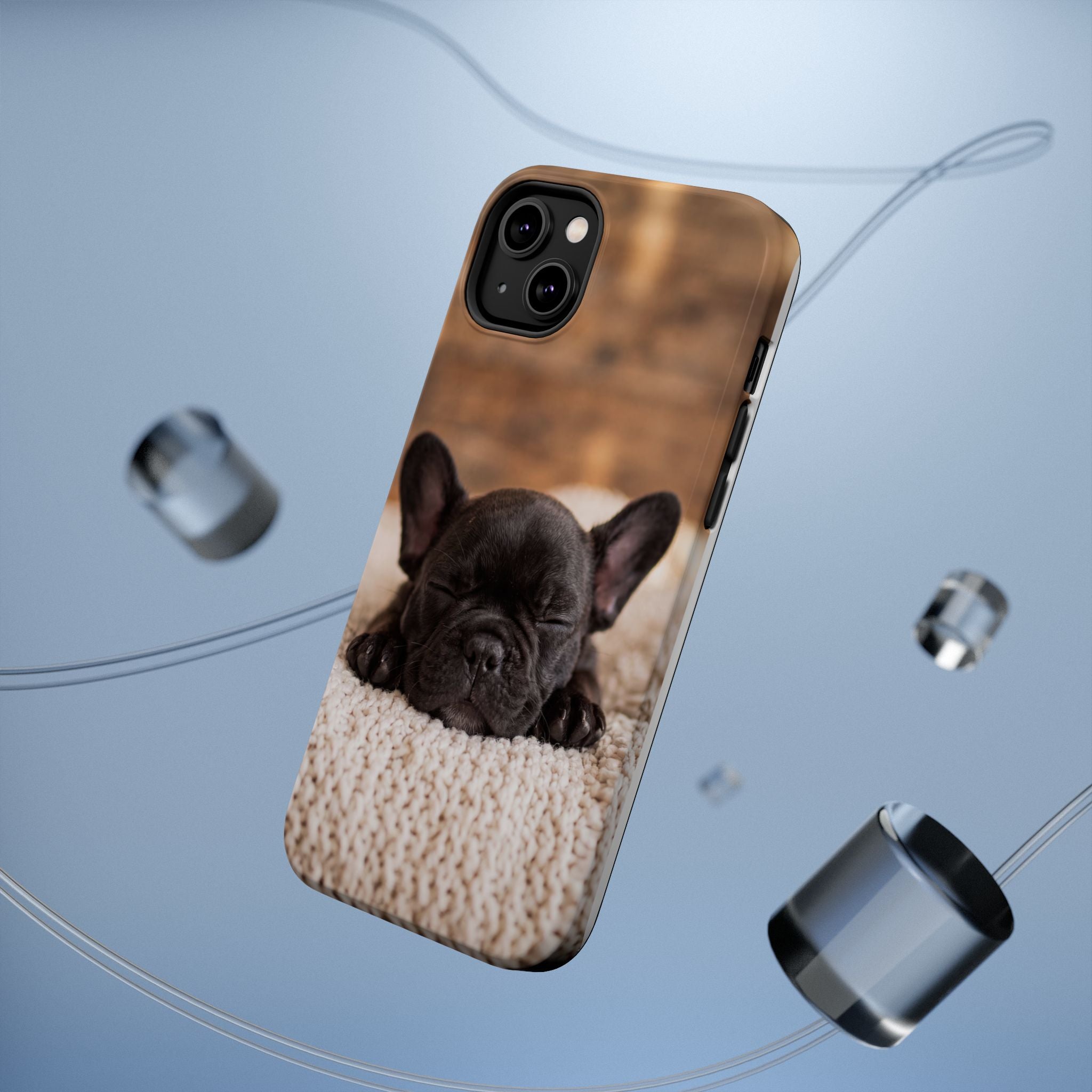 Sleepy French Bulldog Phone Case — Impact-Resistant Wireless Charging Cover