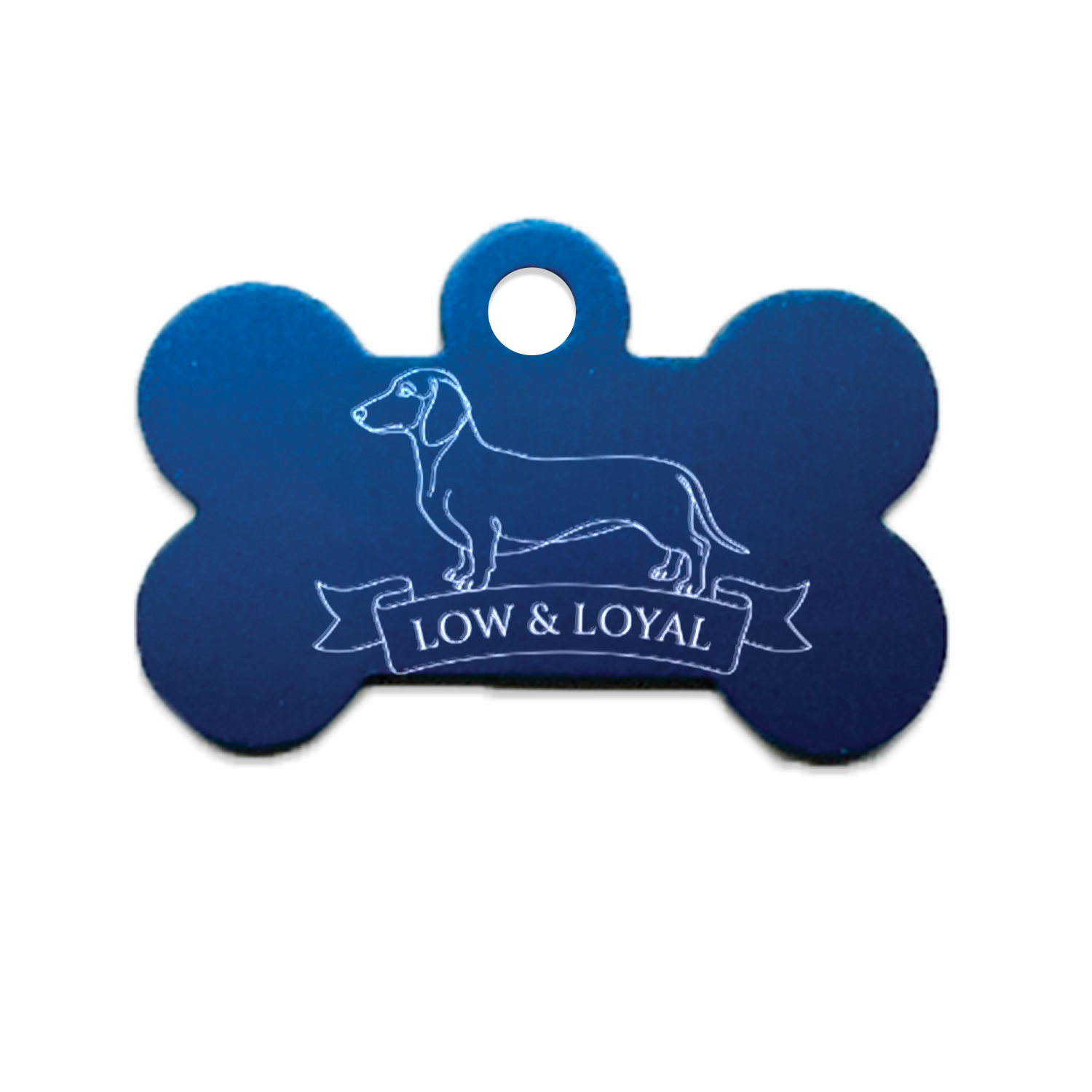 Dachshund Gift | Low & Loyal Engraved Pet Tag | Circle | Bone | Heart  | Dog gifts
