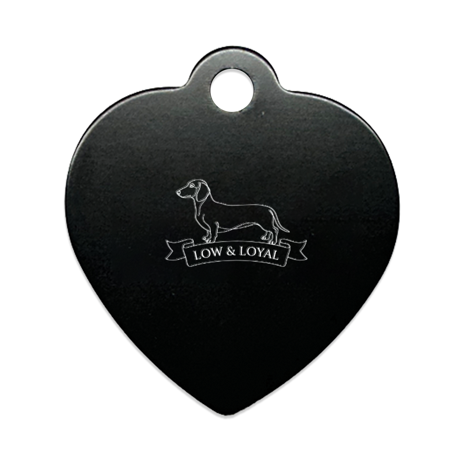 Dachshund Gift | Low & Loyal Engraved Pet Tag | Circle | Bone | Heart  | Dog gifts