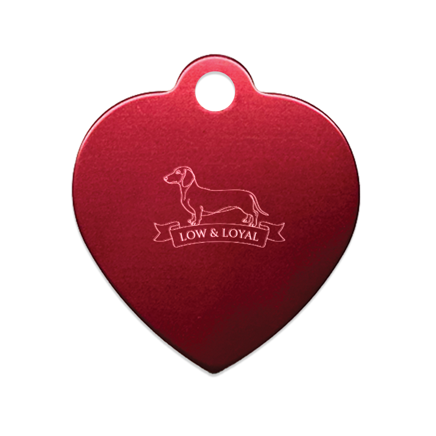 Dachshund Gift | Low & Loyal Engraved Pet Tag | Circle | Bone | Heart  | Dog gifts