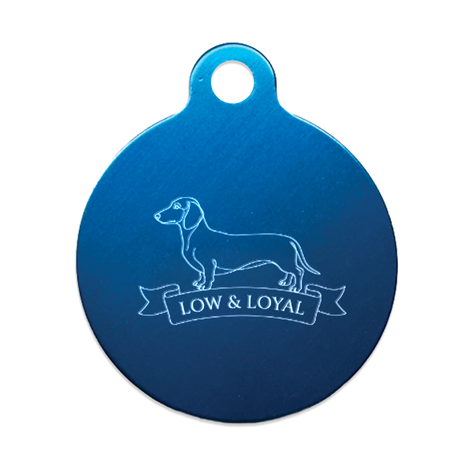 Dachshund Gift | Low & Loyal Engraved Pet Tag | Circle | Bone | Heart  | Dog gifts