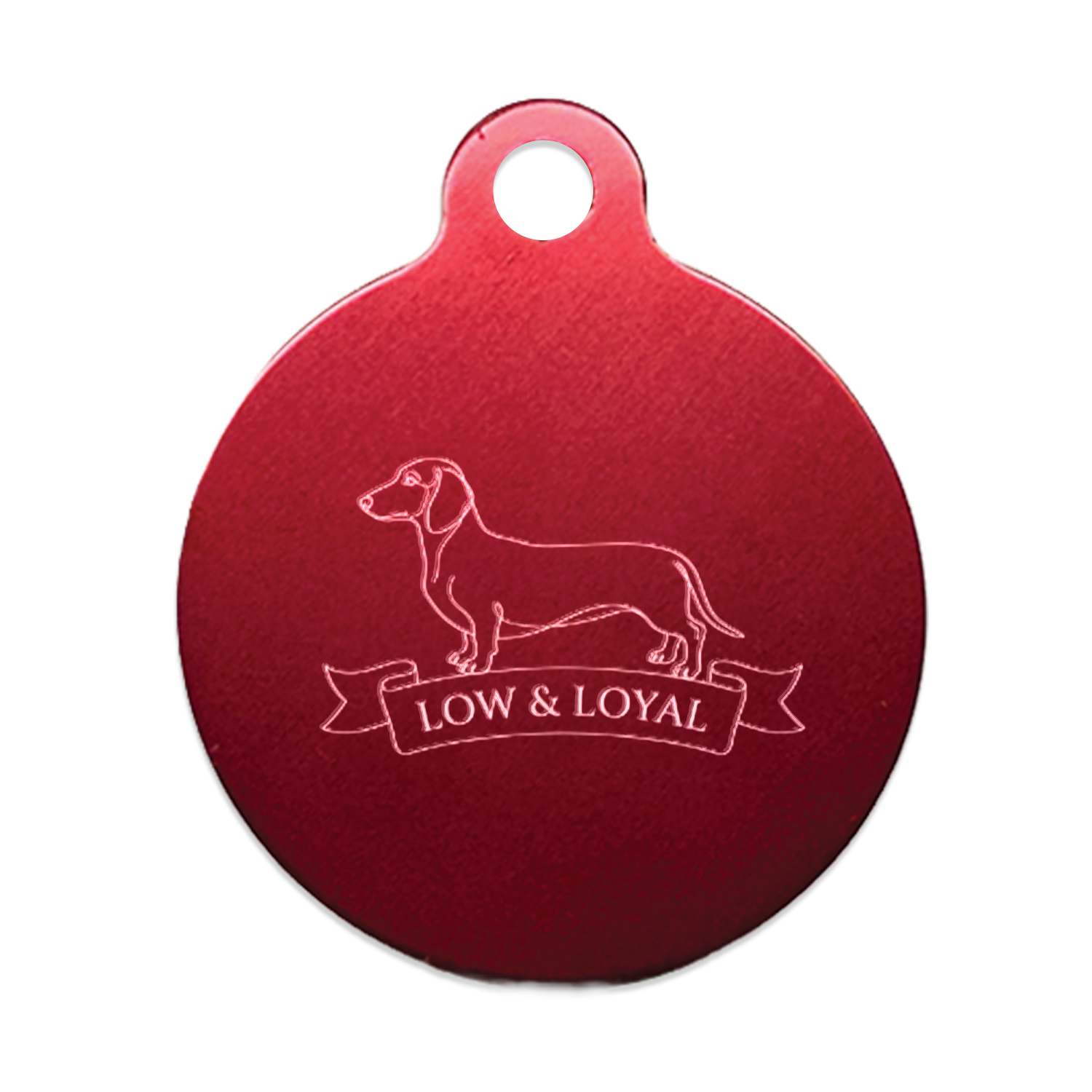 Dachshund Gift | Low & Loyal Engraved Pet Tag | Circle | Bone | Heart  | Dog gifts