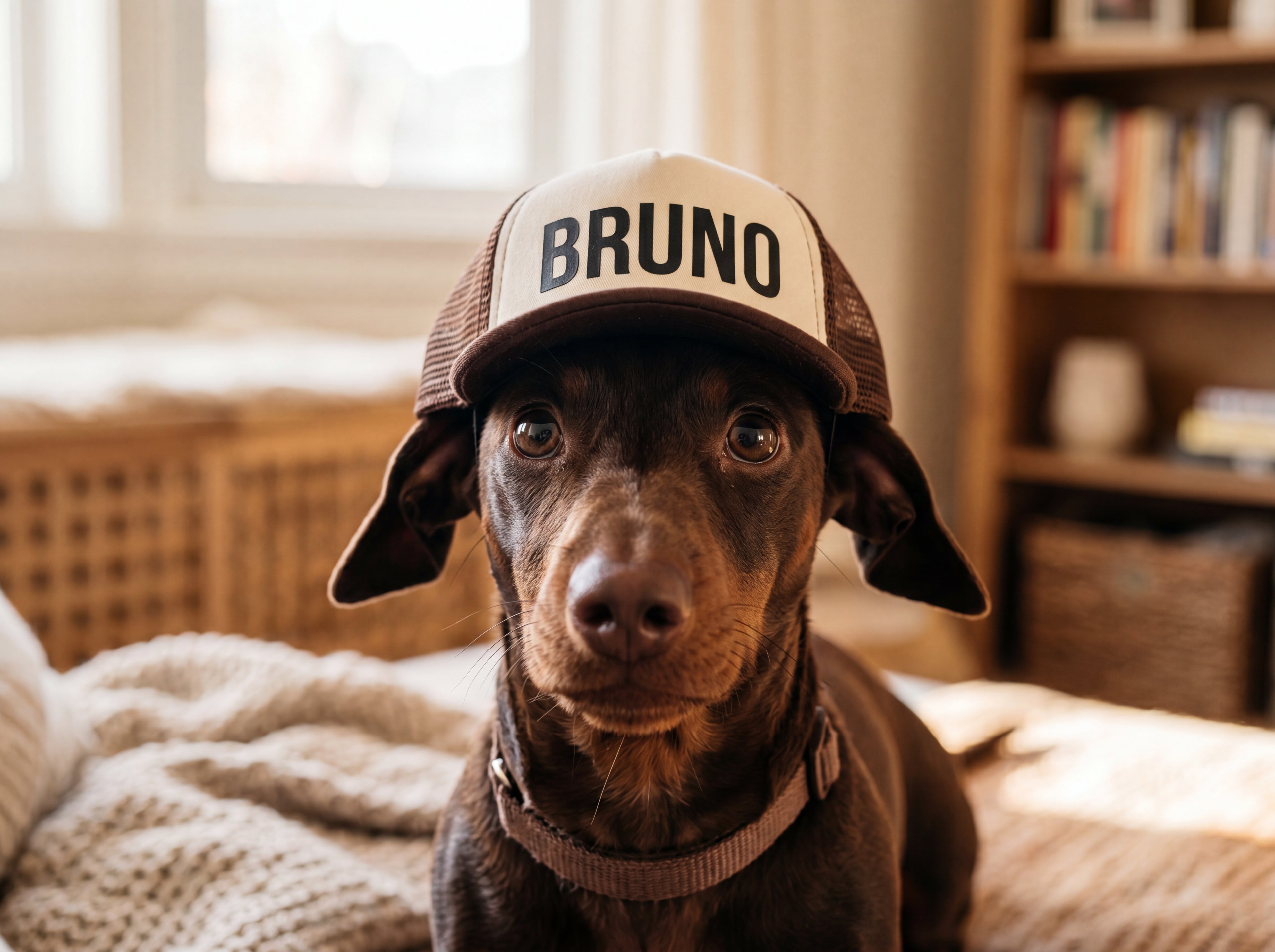 Personalized Dachshund Trucker Hat | Custom Name Dog Hat | e.g., "Bruno"