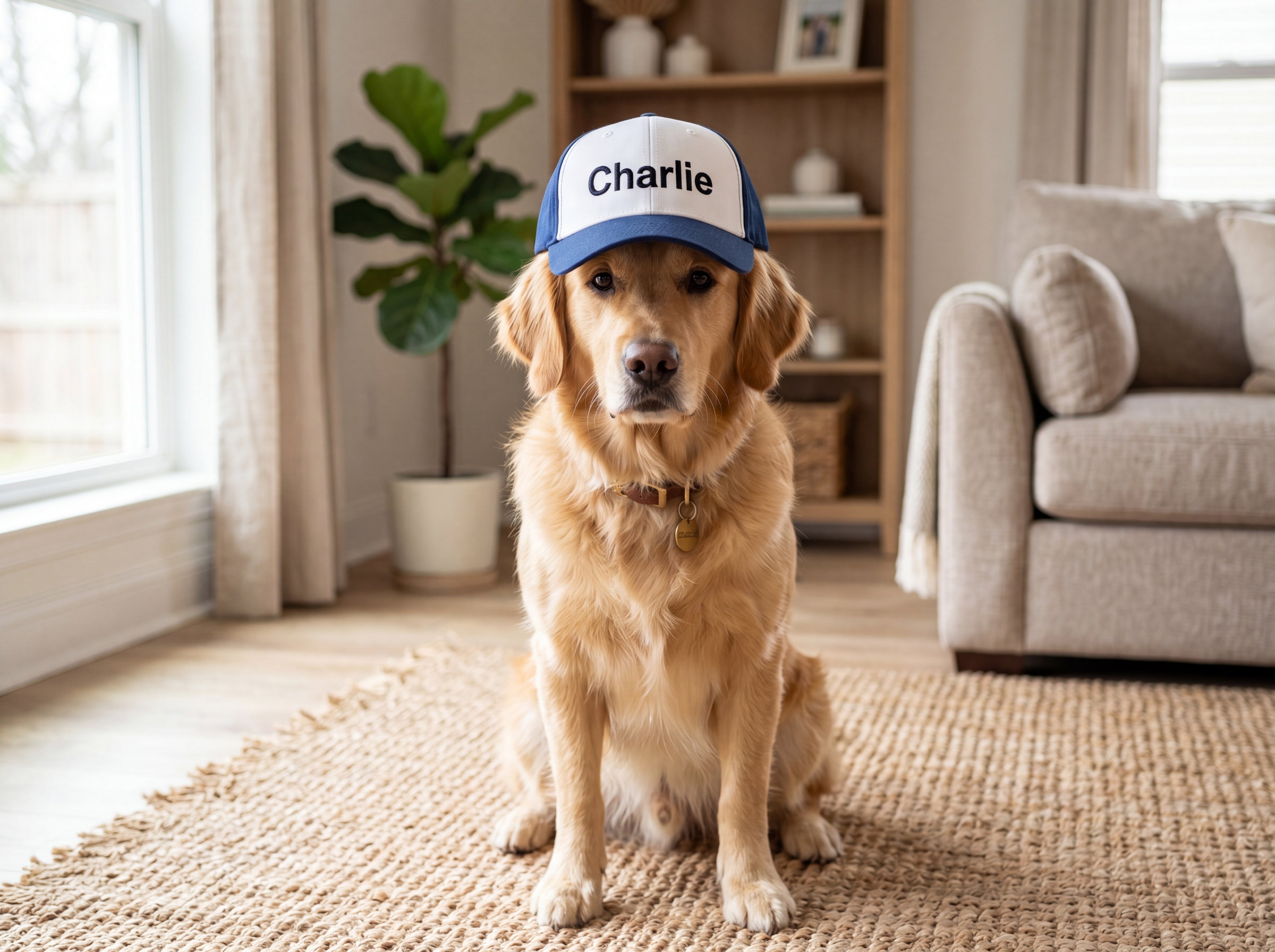 Personalized Golden Retriever Trucker Hat – Custom Name Dog Dad Cap, Golden Retriever Owner Gift