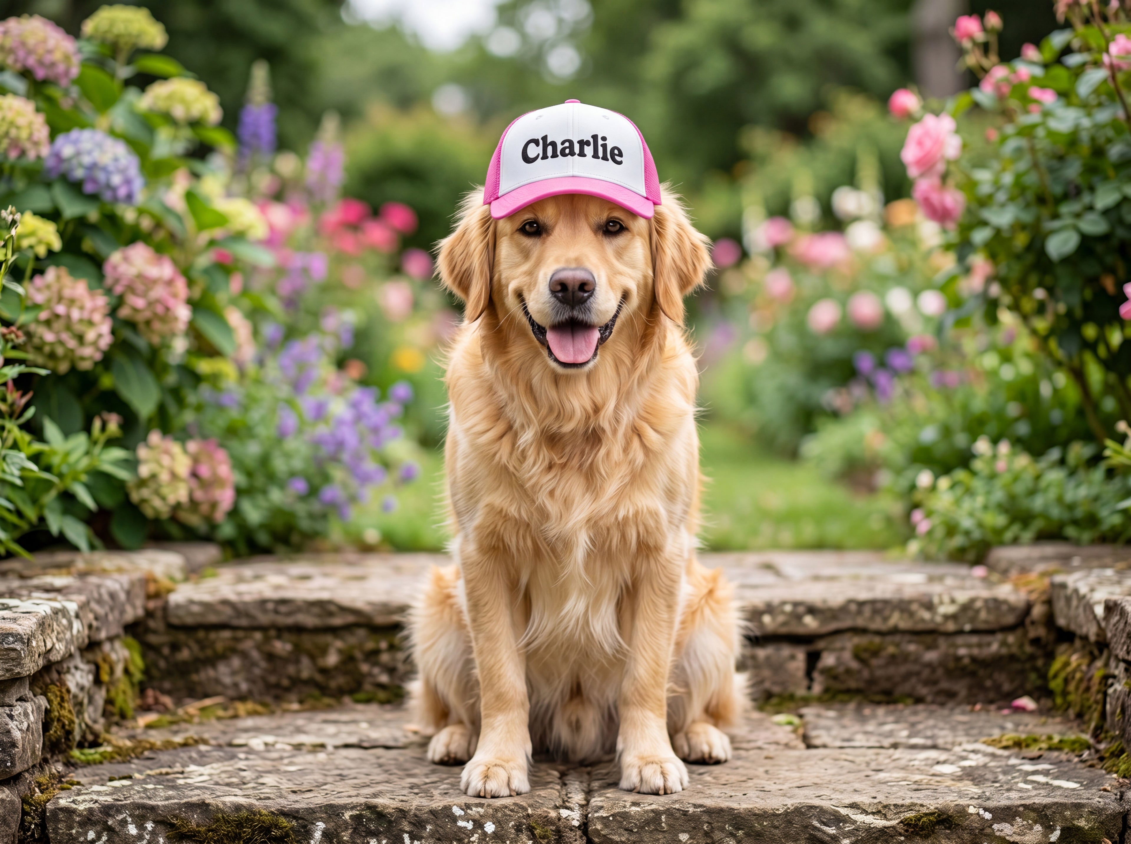 Personalized Golden Retriever Trucker Hat – Custom Name Dog Dad Cap, Golden Retriever Owner Gift