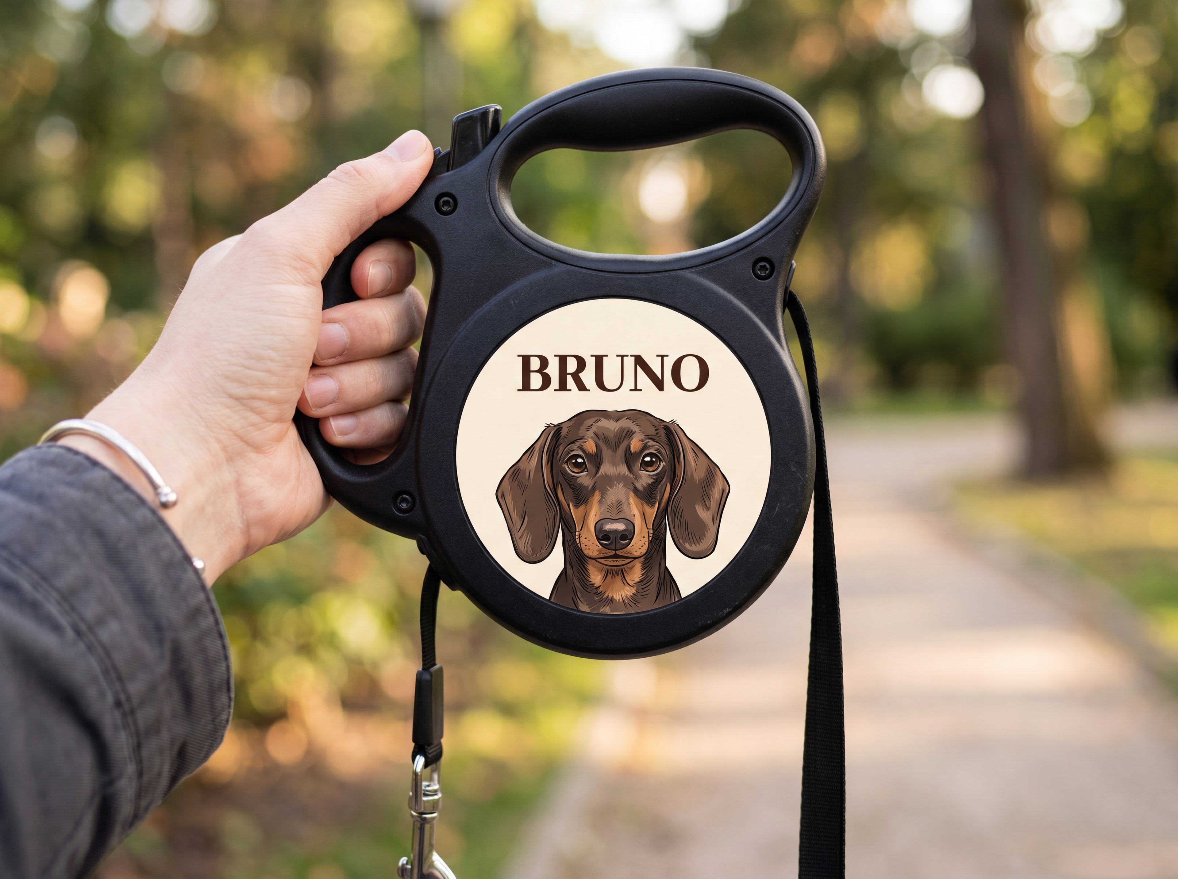 Personalized Dog Leash for Dachshund | Custom Photo & Name Retractable Leash