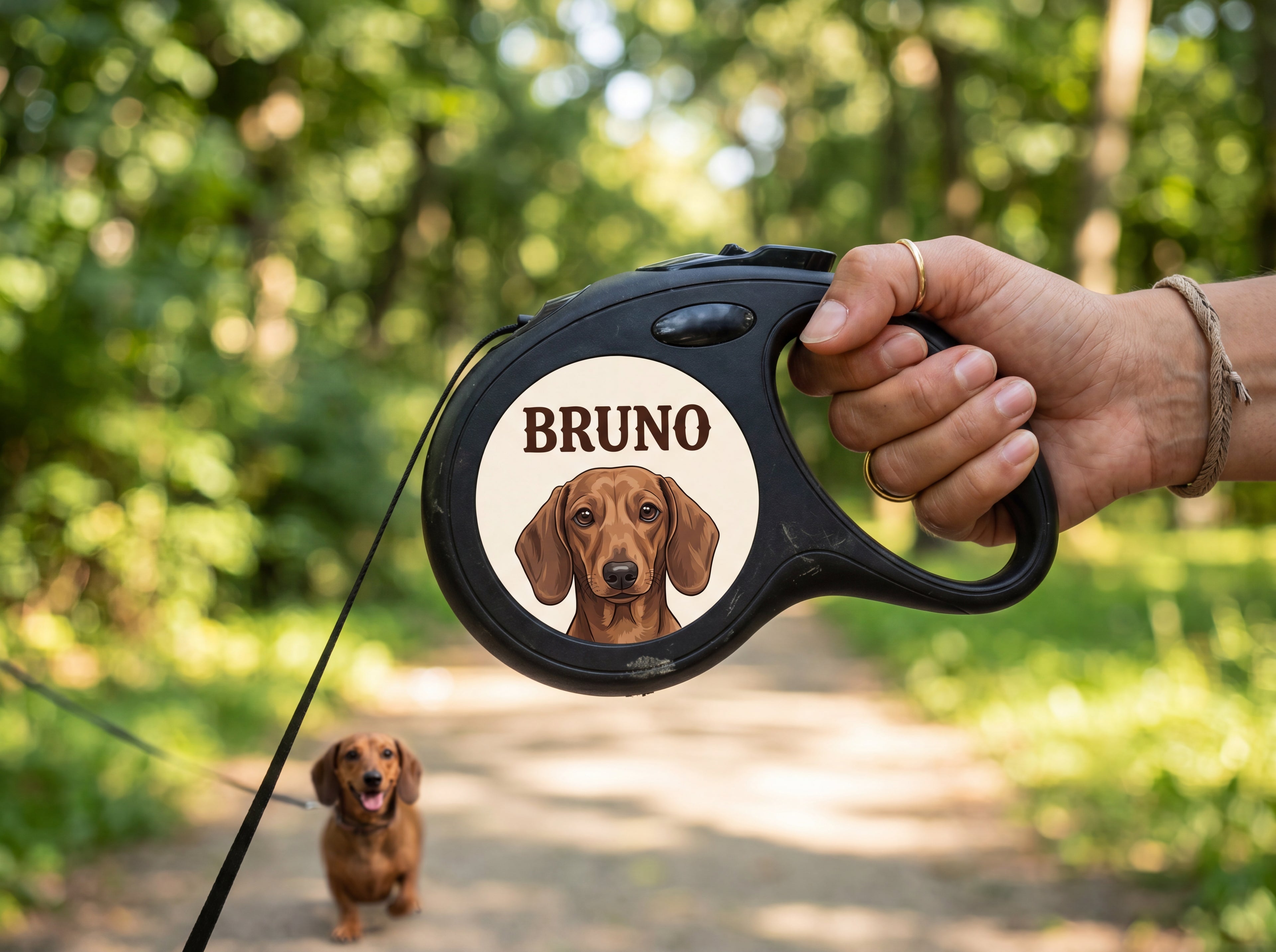 Personalized Dog Leash for Dachshund | Custom Photo & Name Retractable Leash