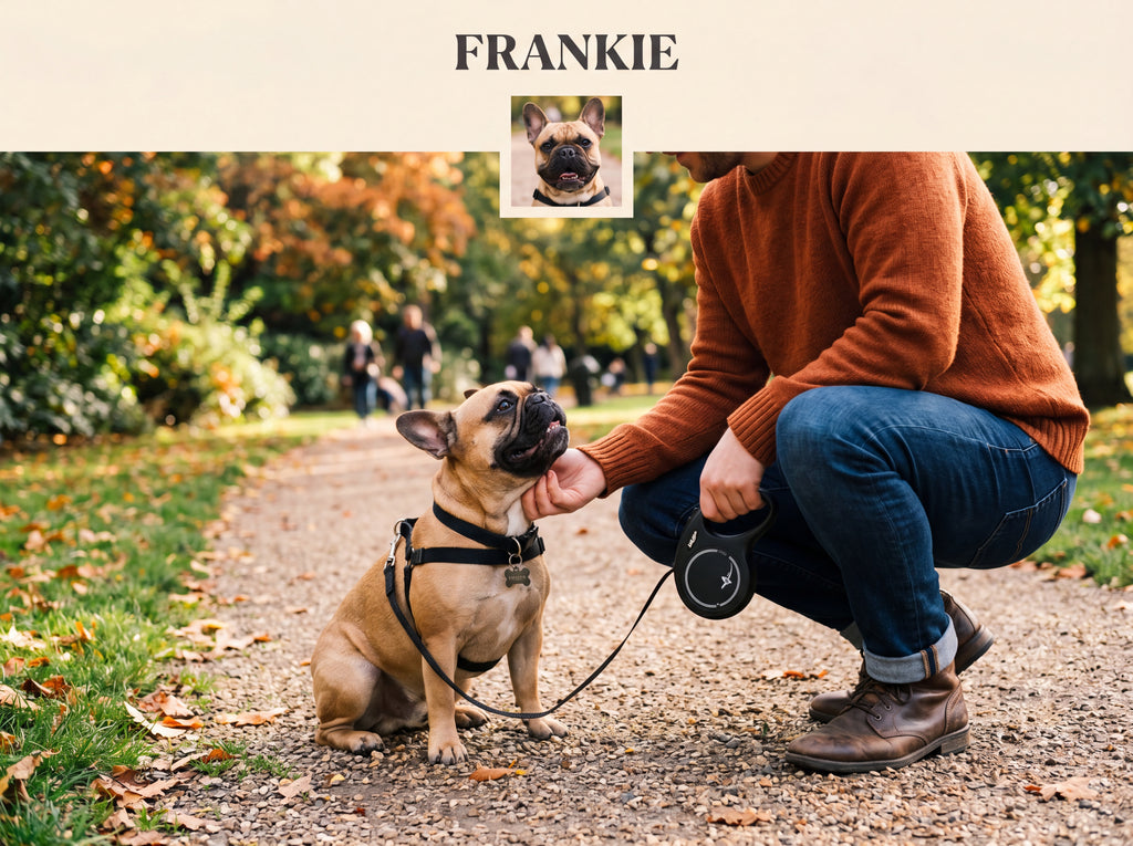 Personalized French Bulldog Retractable Dog Leash — Custom Name & Photo Pet Leash