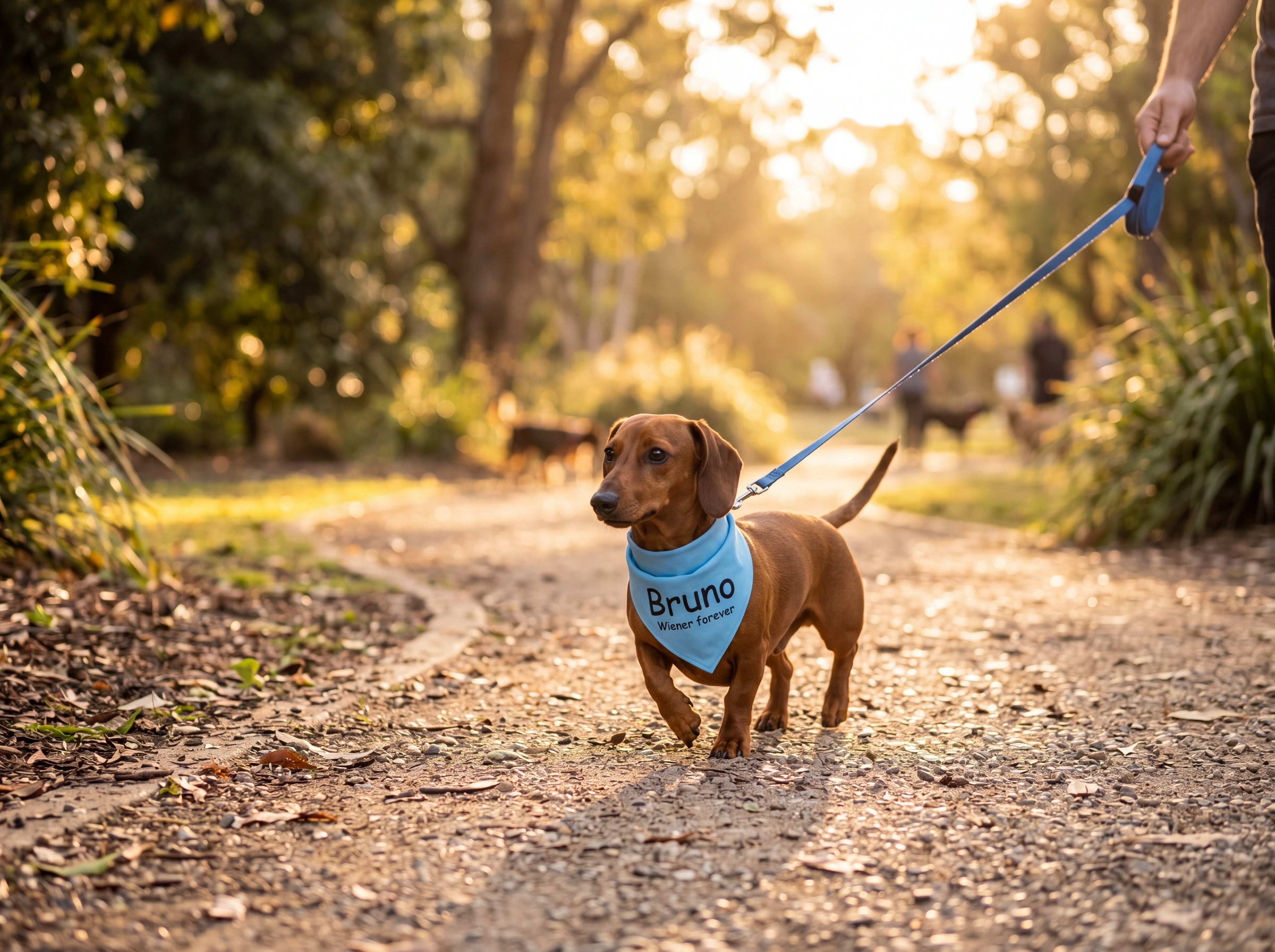 Personalized Dachshund Bandana | Custom Name Pet Bandana | Sky Blue Wiener Forever Dog Bandana