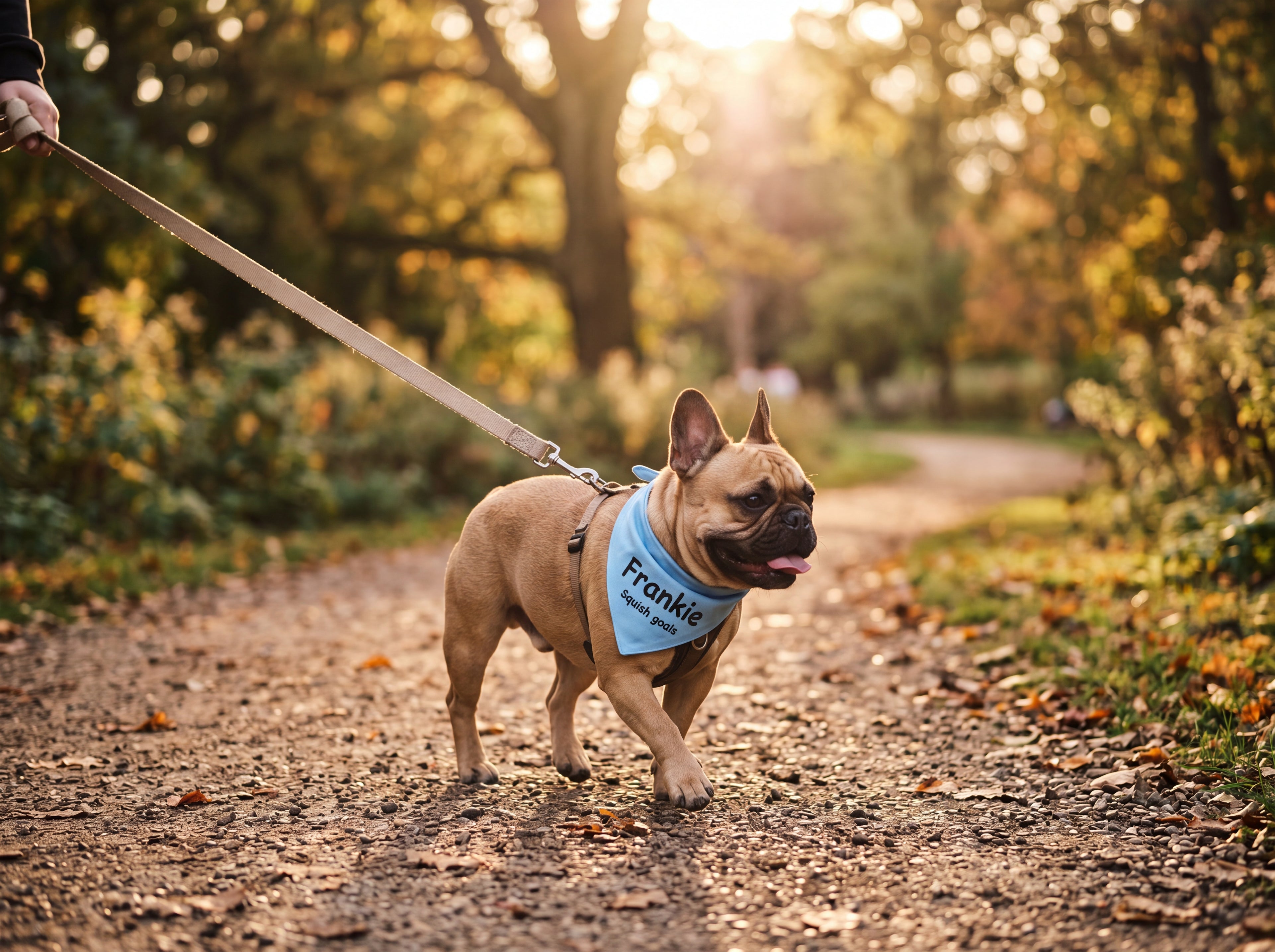 Personalized French Bulldog Bandana | Custom Name Pet Bandana | Sky Blue Squish Goals Dog Bandana