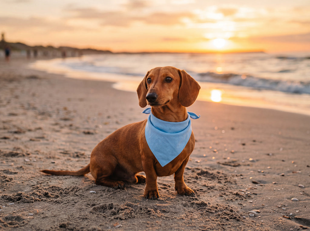 Dachshund Bandana for Dogs | Powder Blue Black Silhouette Design | Dachshund Lover Gift