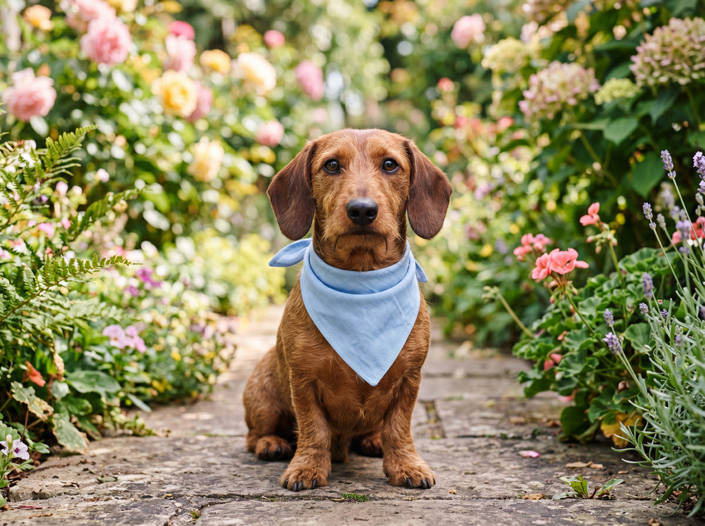 Dachshund Bandana for Dogs | Powder Blue Black Silhouette Design | Dachshund Lover Gift