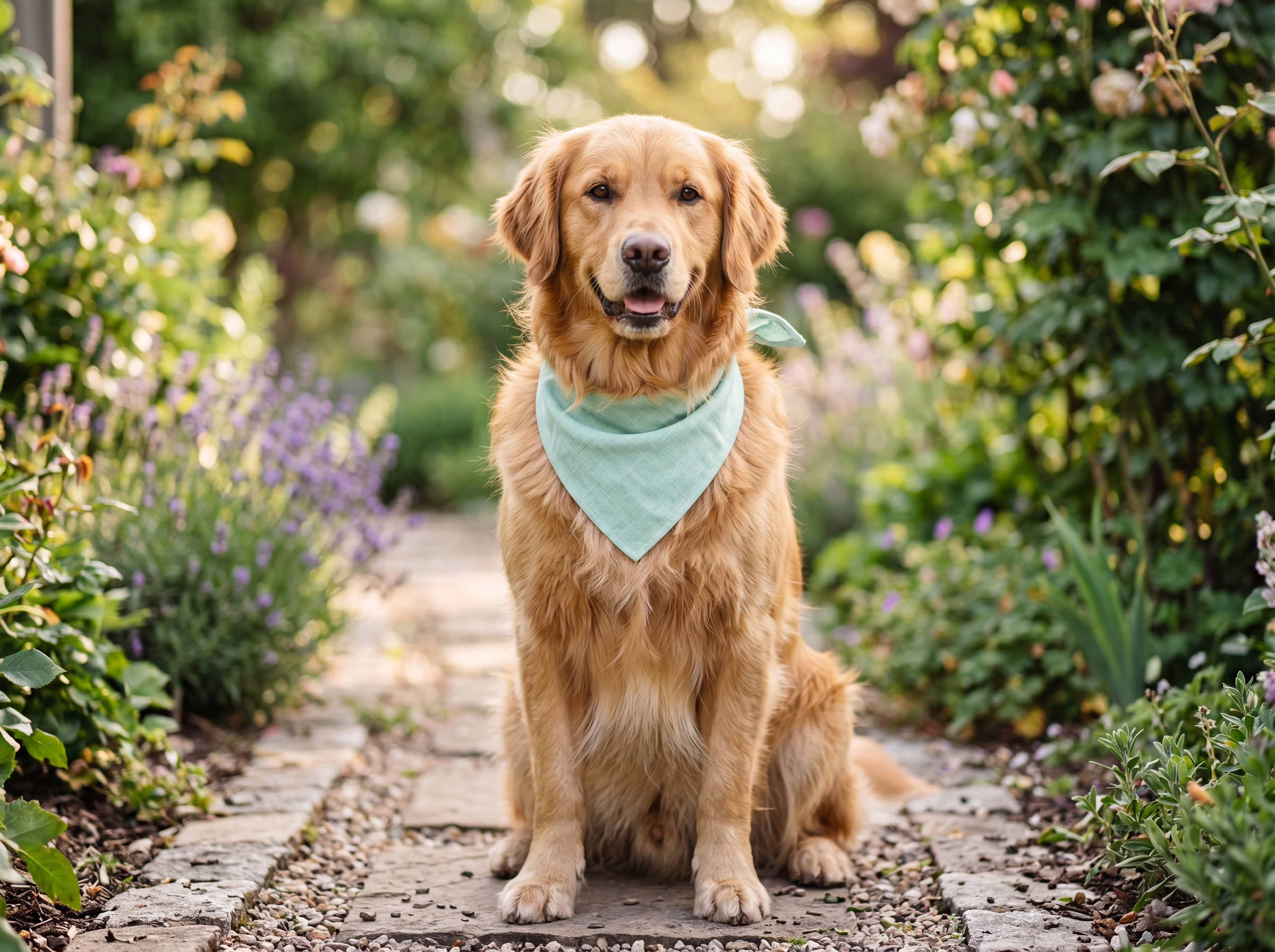 Mint Green Golden Retriever Bandana | Cute Goldie Dog Bandana | Pet Lover Gift