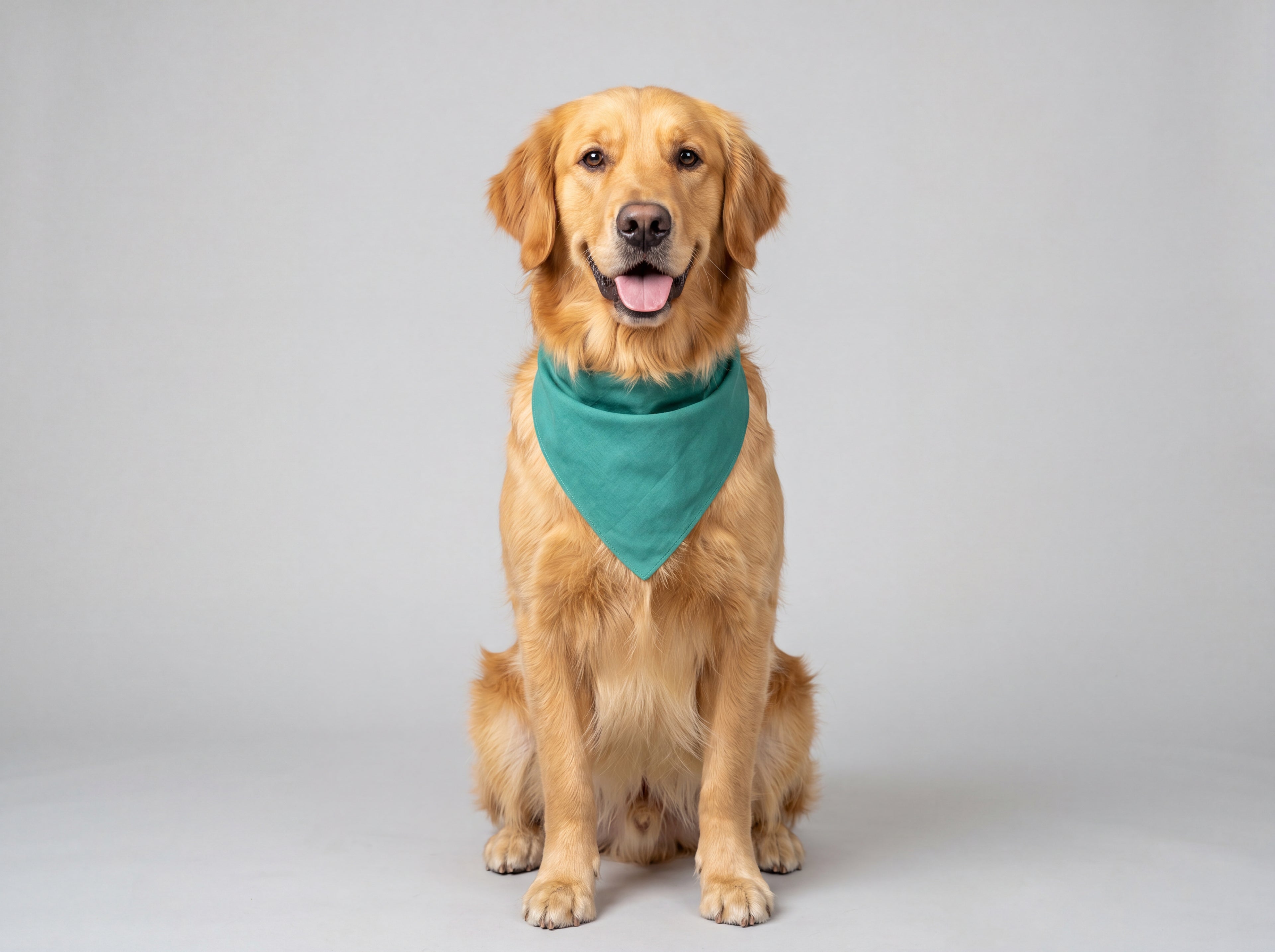 Golden Retriever Bandana | Teal Green | Sketch Art Goldie Dog Bandana | Pet Lover Gift