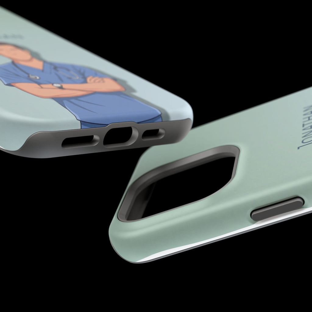 Personalized Nurse Portrait Phone Case — Impact-Resistant Wireless Charging Cover