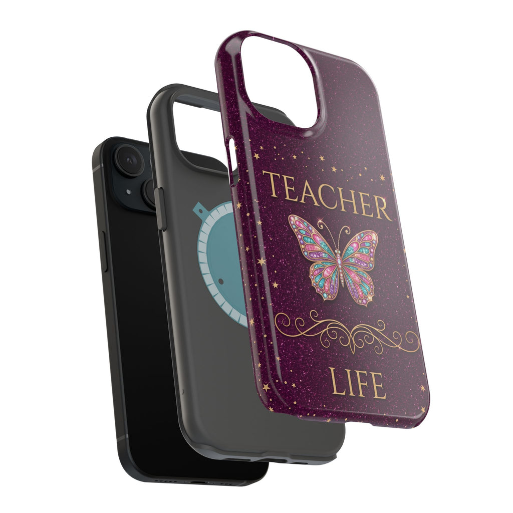 Teacher Life Glitter Butterfly Phone Case — Wireless Charging Cover