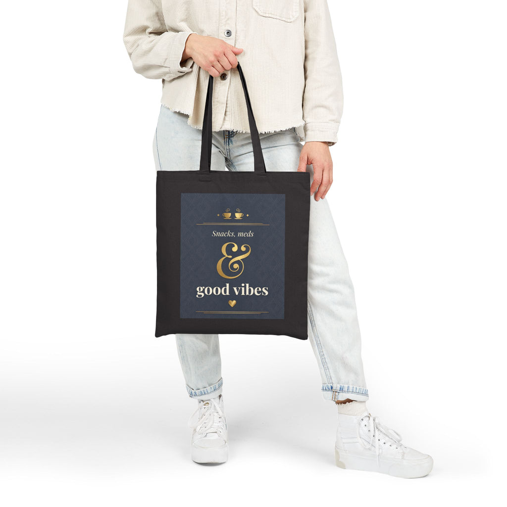 Nurse Tote Bag – Scrubs Meds & Good vibes – Cotton Canvas Tote Bag for Nurses