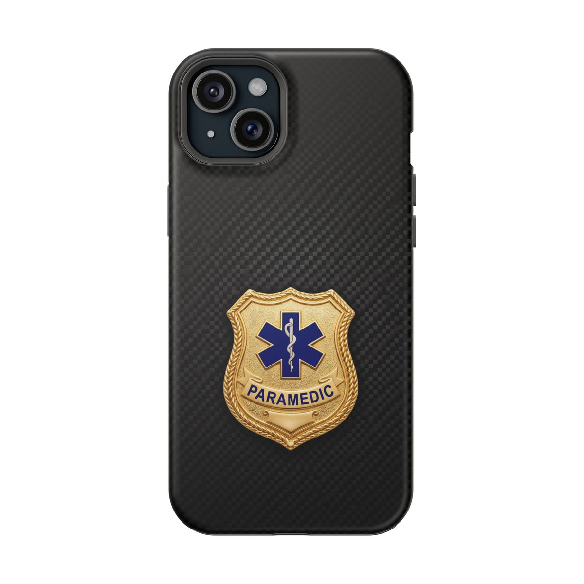 Gold Paramedic Badge Black Phone Case — Magnetic Wireless Charging Cover