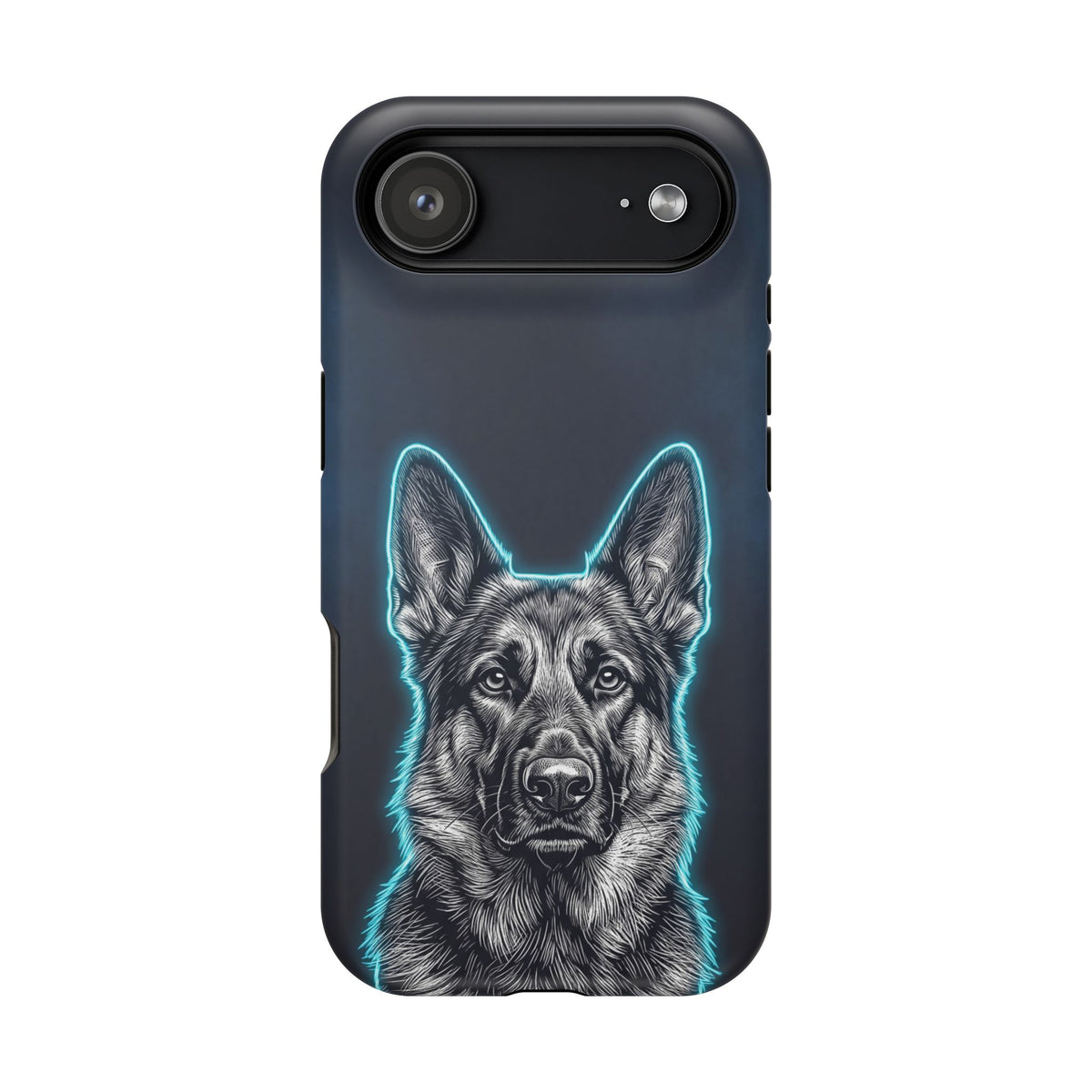 German Shepherd Phone Case | Neon Glow Sketch Art — Tough Magnetic Case with Wireless Charging