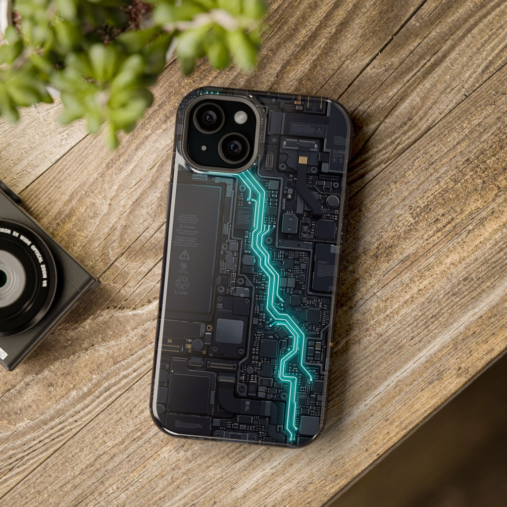 Cyan Bolt Electrician Phone Case — Electric Circuit Wireless Charging Cover