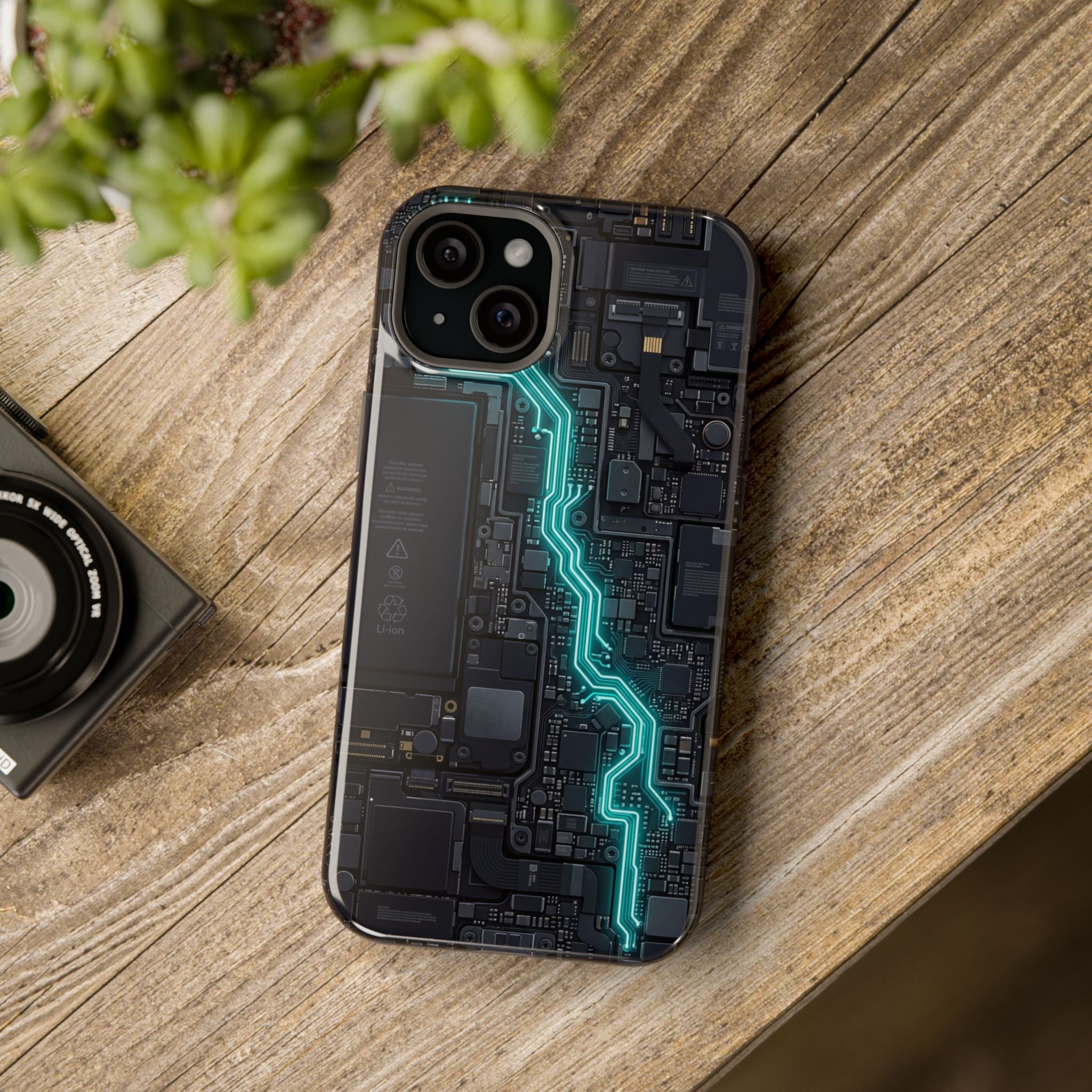 Cyan Bolt Electrician Phone Case — Electric Circuit Wireless Charging Cover