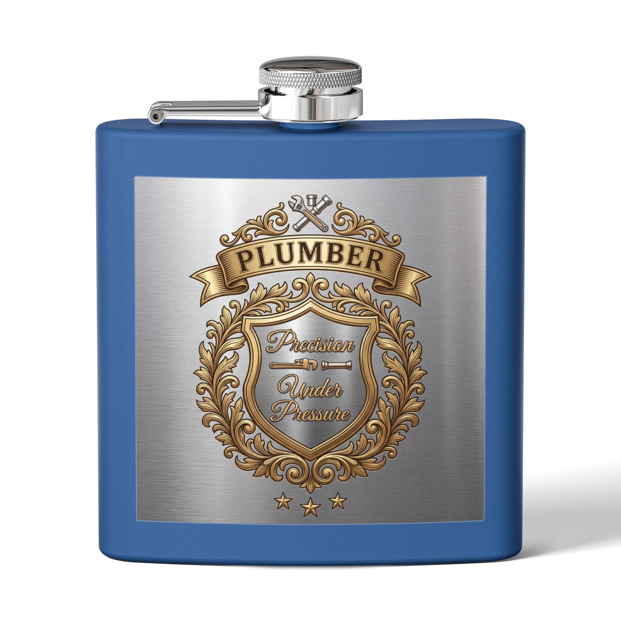 Flask — "Plumber: Precision Under Pressure" 6oz Stainless Steel Hip Flask