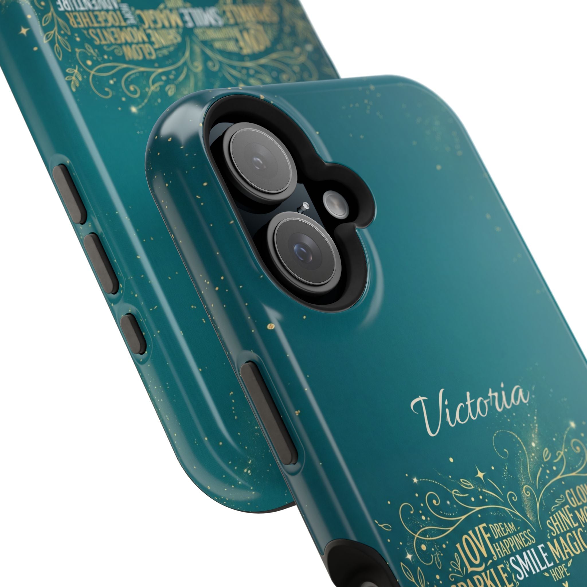 Personalized Teacher Heart Word Art Phone Case — Impact-Resistant Wireless Charging Cover