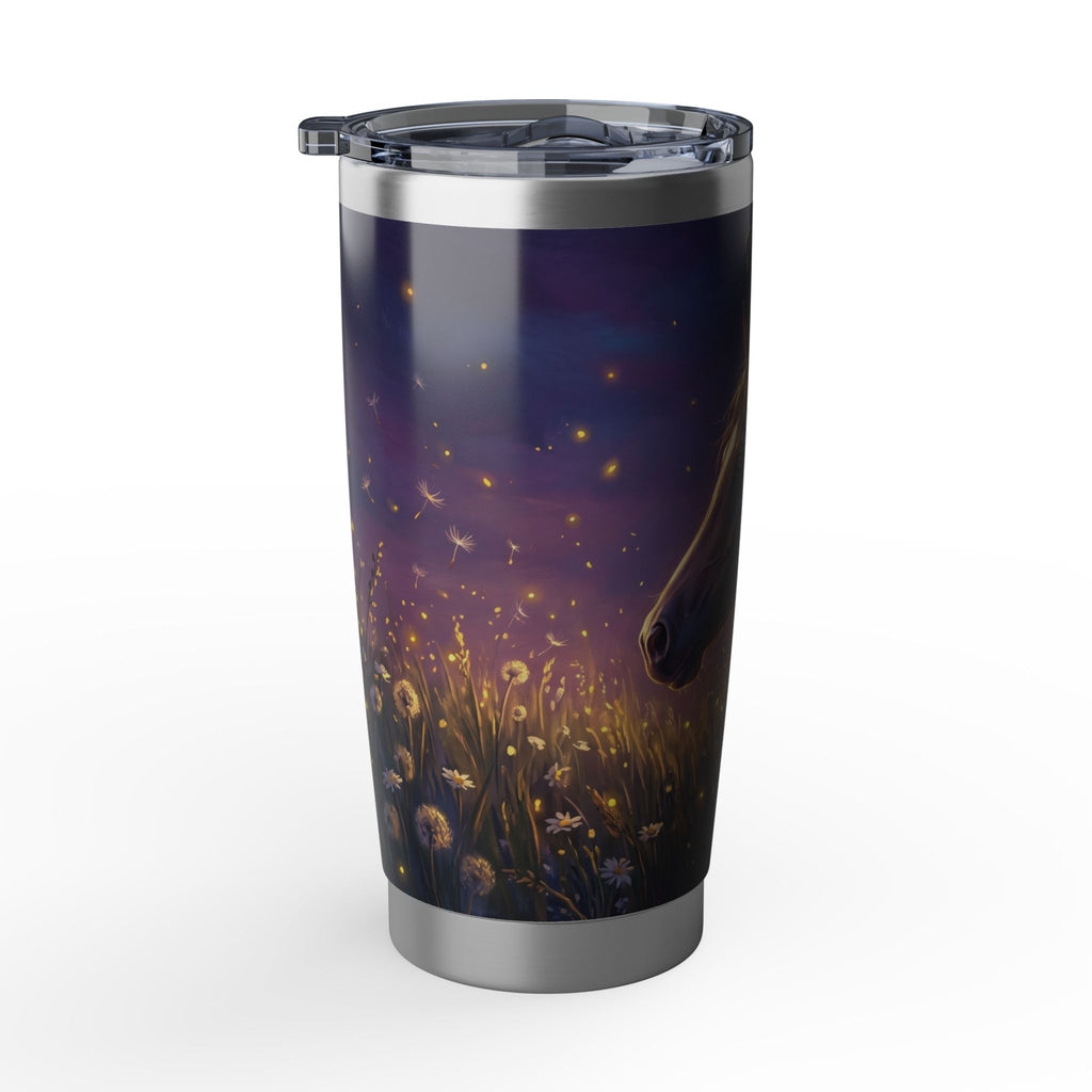 Horse Personalized Tumbler | Twilight Firefly Meadow Art — 20 oz Stainless Travel Mug