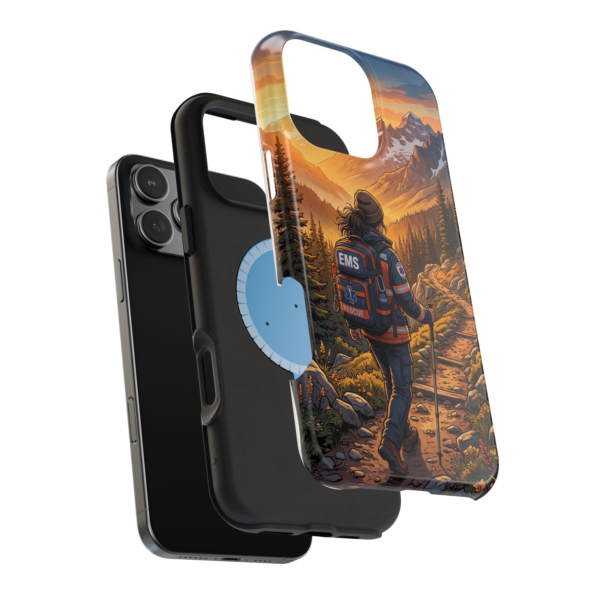 Paramedic/EMT Mountain Phone Case — Magnetic Wireless Charging Cover