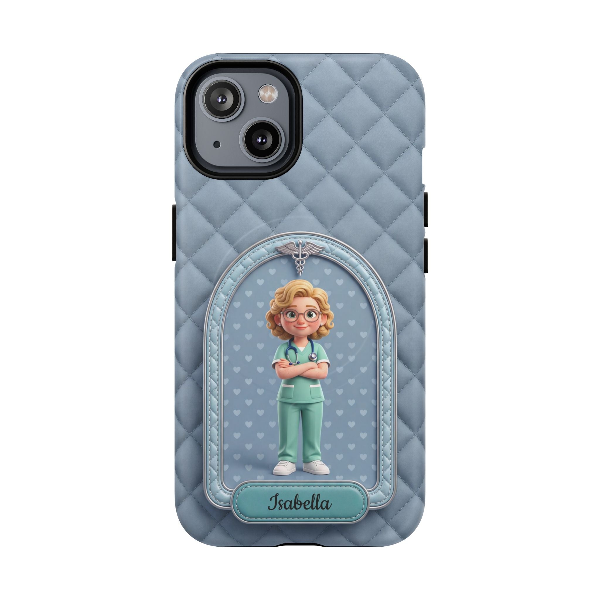 Personalized Nurse Phone Case | Quilted Badge Design, Custom Name iPhone Case