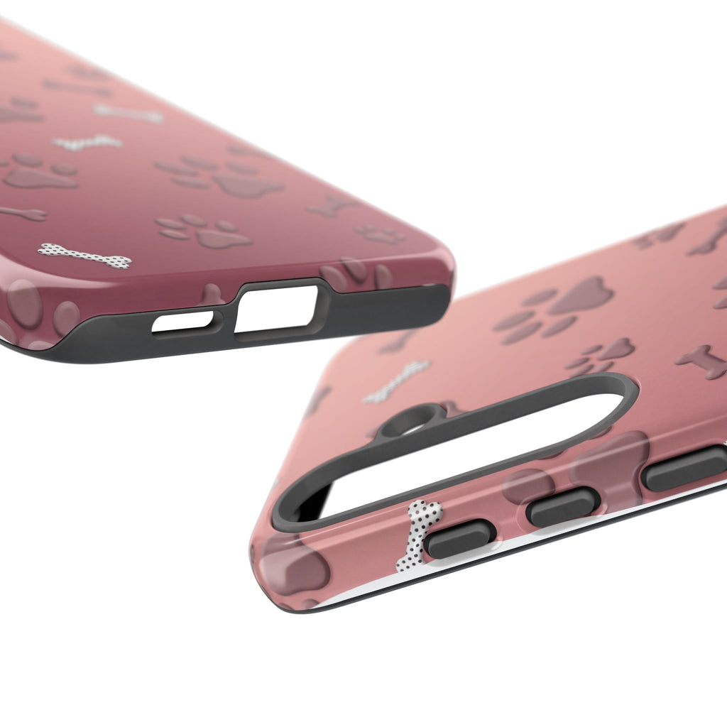 iPhone & Samsung Phone Case | Paw Print & Bone  | Dusty Rose Pattern Case for Frenchie Lovers