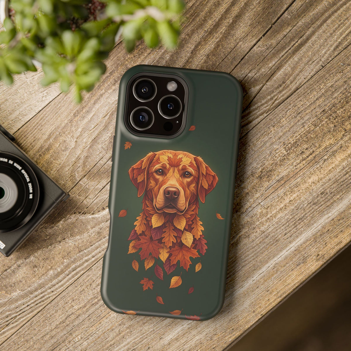 Autumn Leaves Labrador Phone Case — Tough Magnetic Case with Wireless Charging