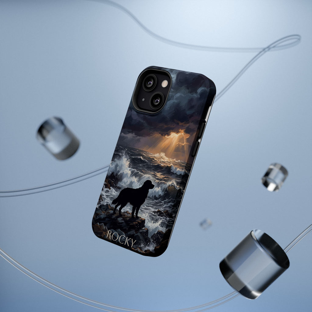 Personalized Golden Retriever Stormy Sea Phone Case — Wireless Charging Cover