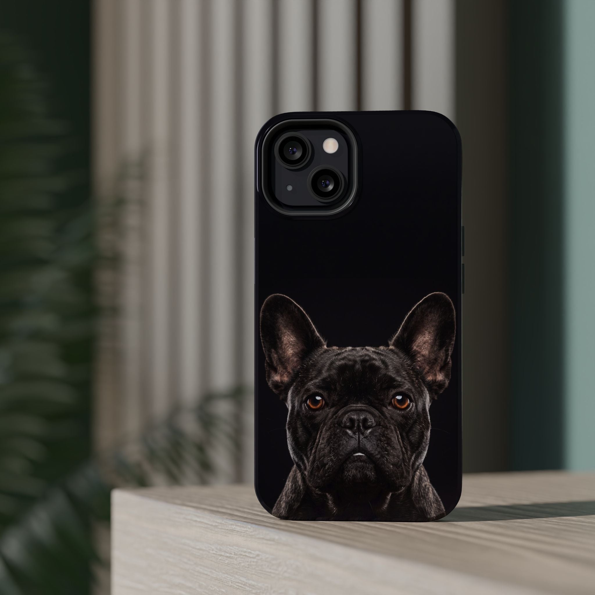 Black French Bulldog Phone Case — Impact-Resistant Wireless Charging Cover
