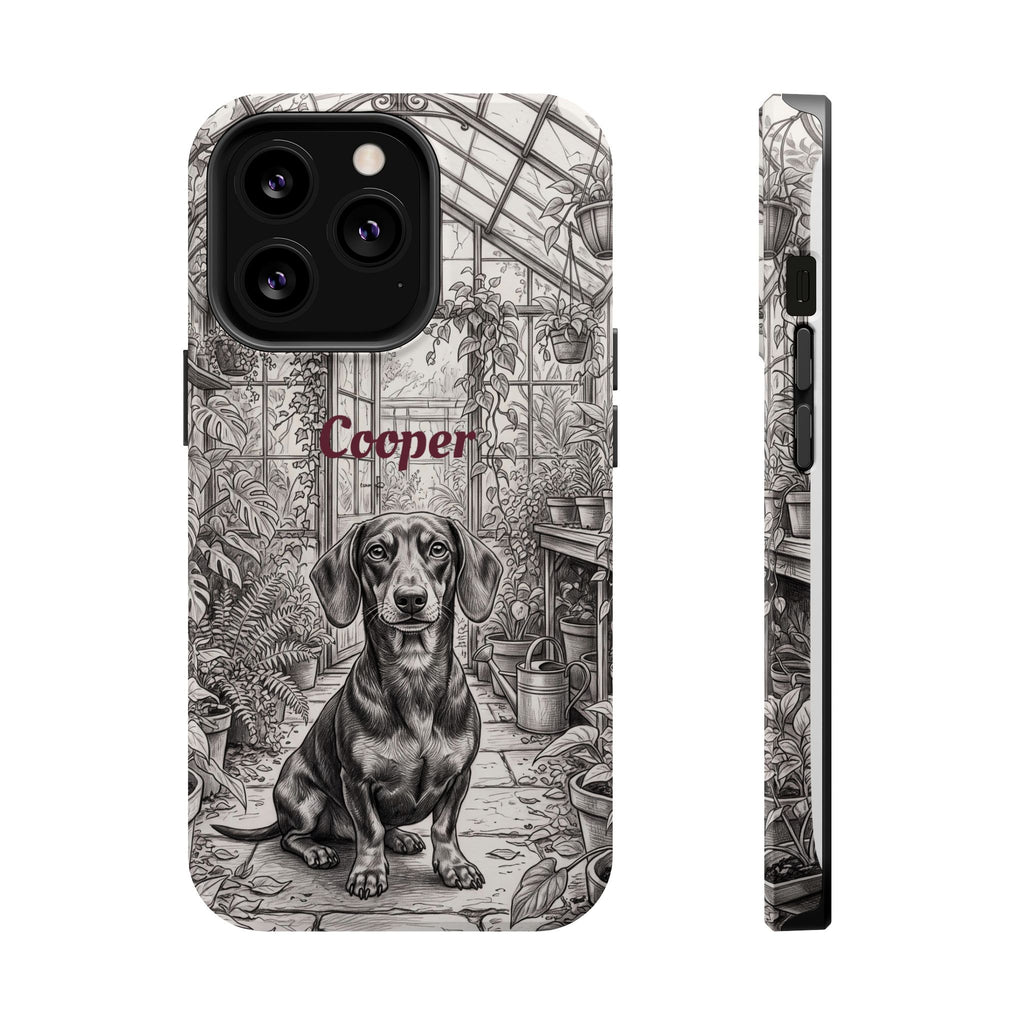 Personalized Dachshund Vintage Greenhouse Phone Case — Wireless Charging Cover