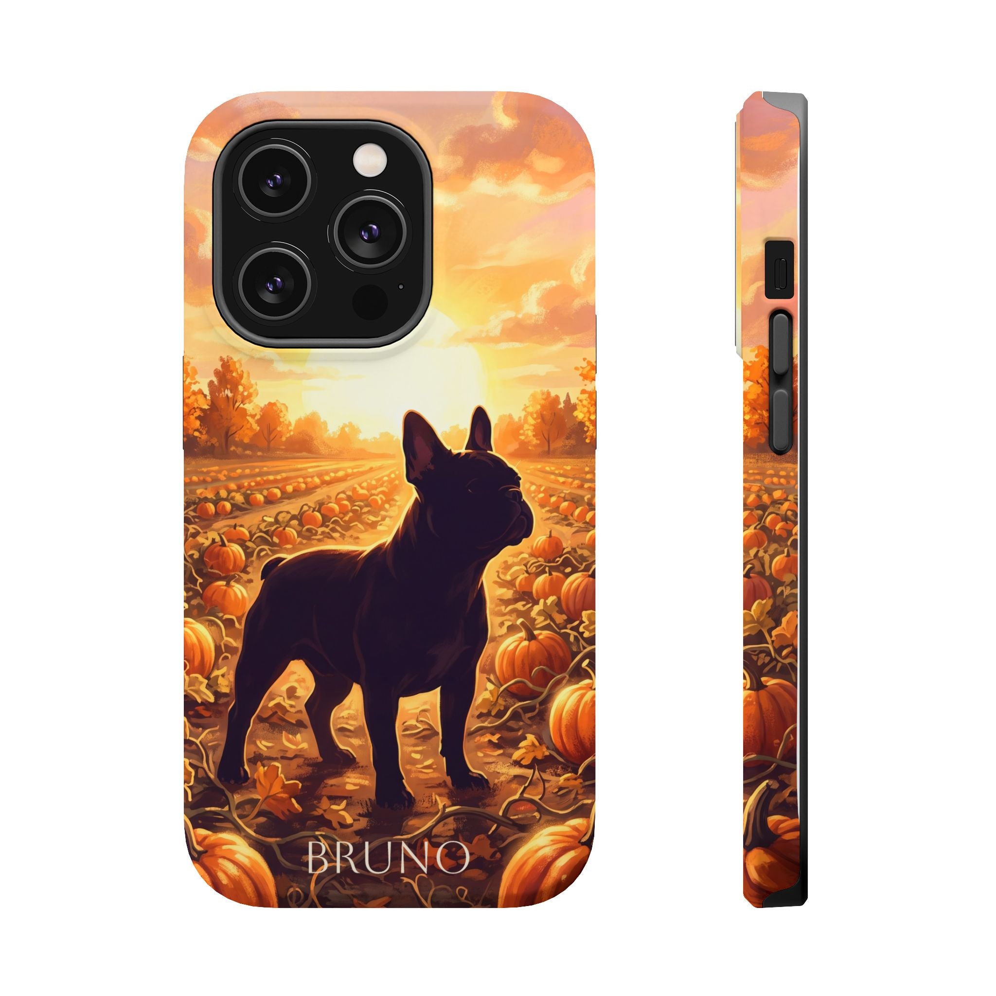 Personalized French Bulldog Pumpkin Patch Phone Case — Wireless Charging Cover