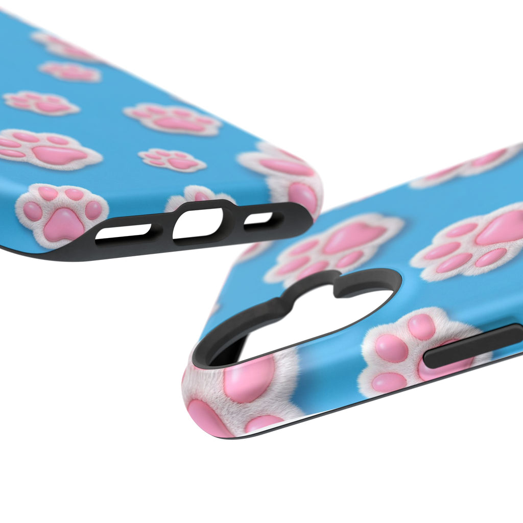 Fluffy Paw Print Phone Case | Cute 3D Pink Paw Pattern Case for Dog & Cat Lovers | iPhone & Samsung
