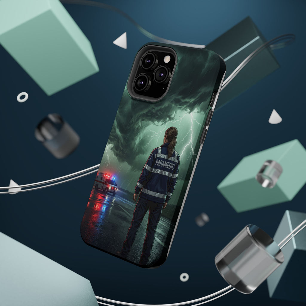 Female Paramedic Green Storm Phone Case — Magnetic Wireless Charging Cover