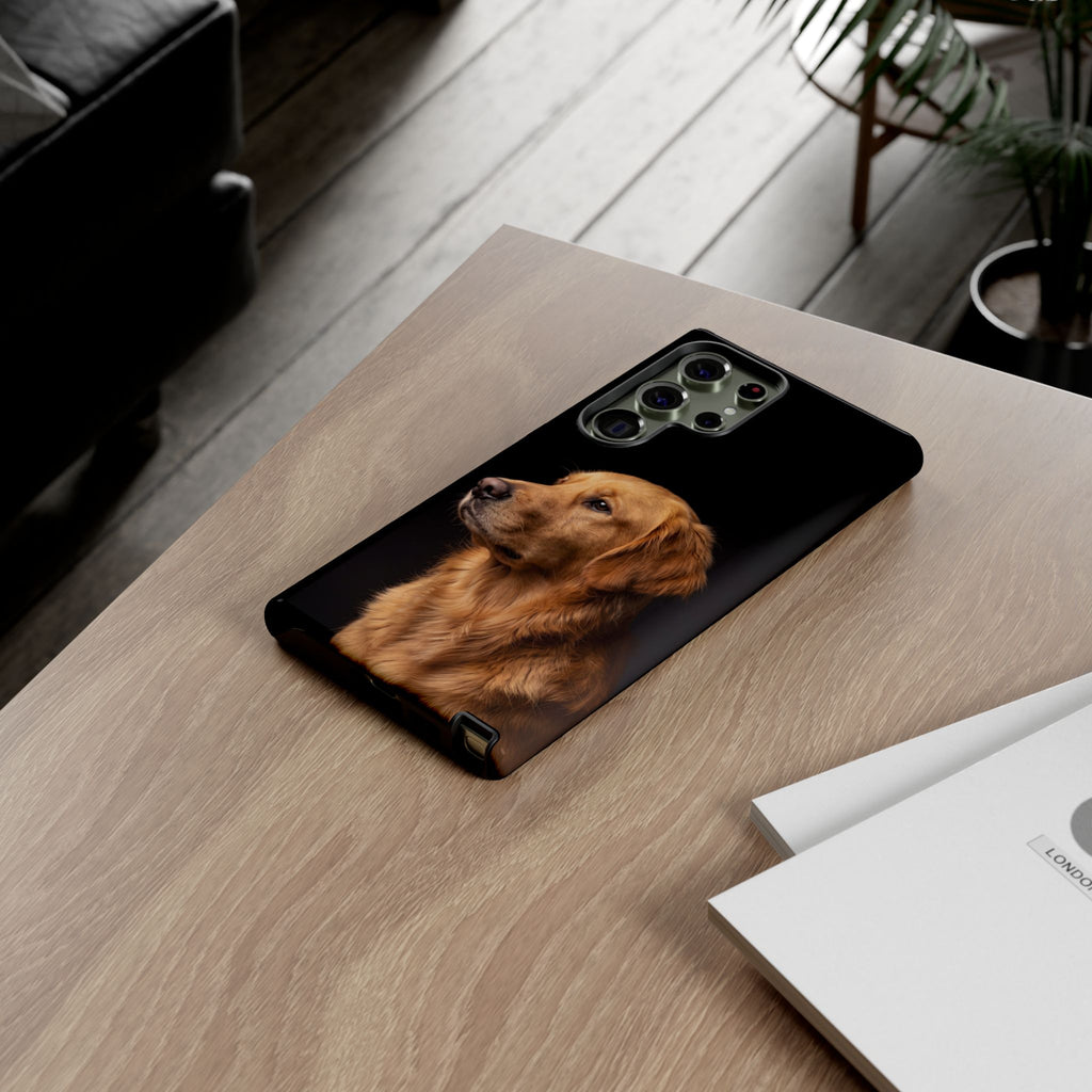 Golden Retriever Portrait Phone Case | Realistic Dog Photo on Black Background | iPhone & Samsung